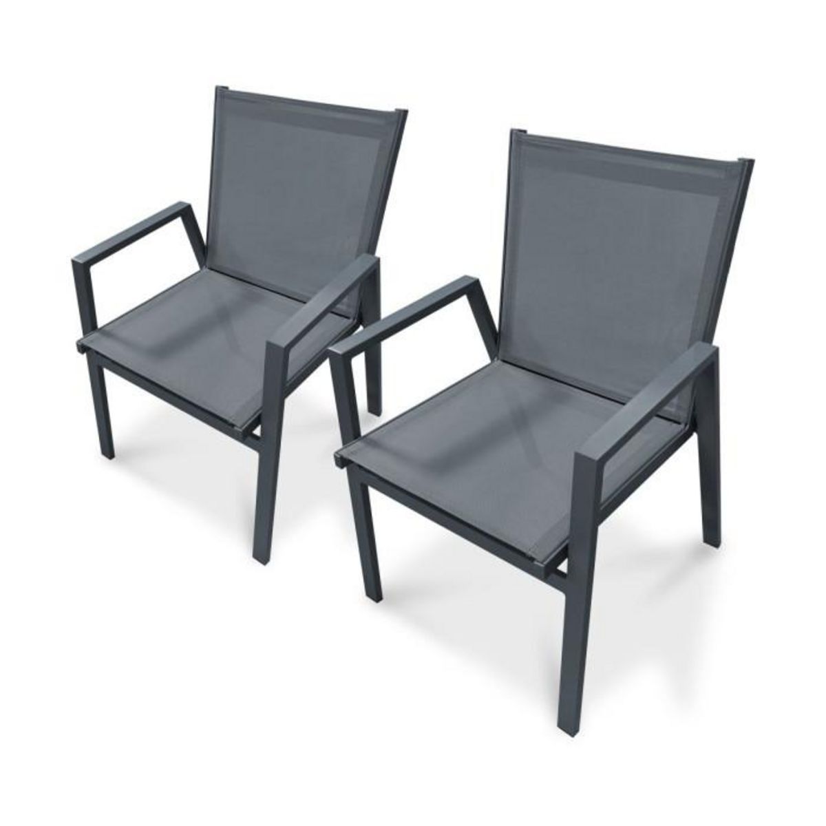 Paris Prix Lot de 2 Fauteuils de Jardin Empilables  Floride  86cm Gris Anthracite