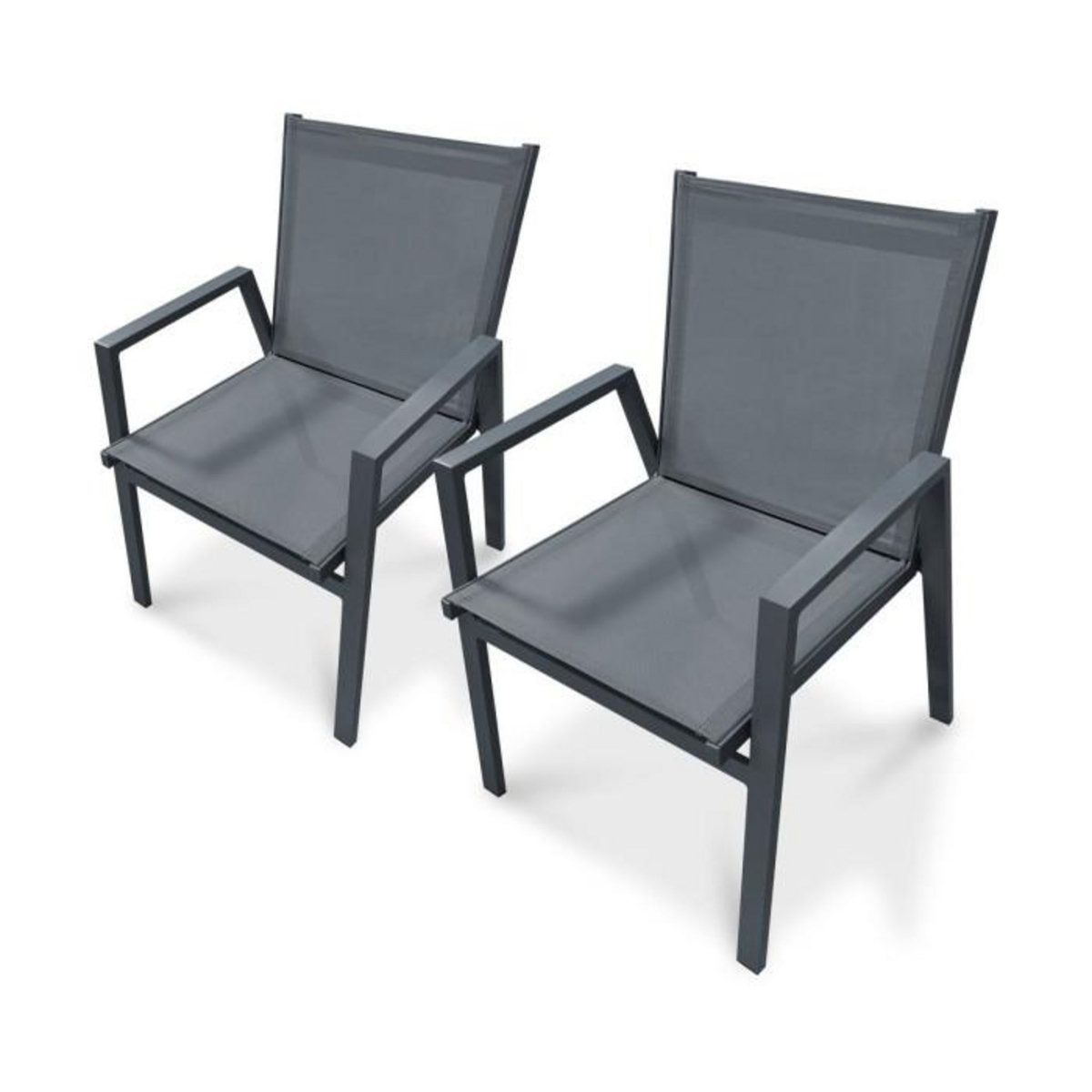 Paris Prix Lot de 2 Fauteuils de Jardin Empilables  Floride  86cm Gris Anthracite