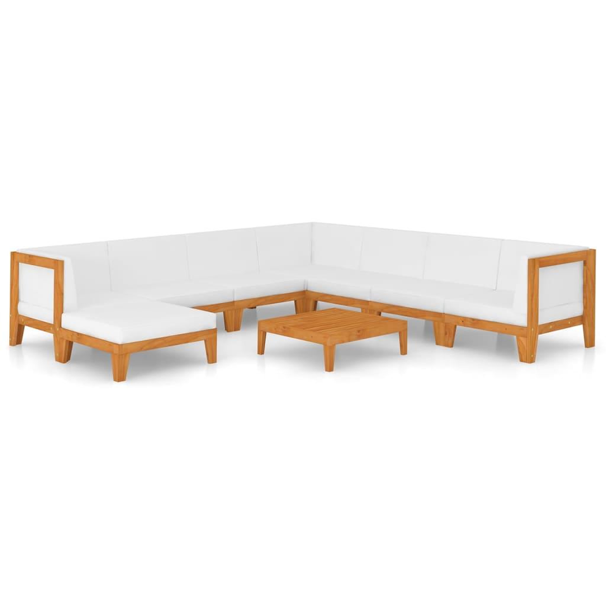 Voir la diapositive 2 : VIDAXL Salon de jardin 9 pcs avec coussins Bois d'acacia solide