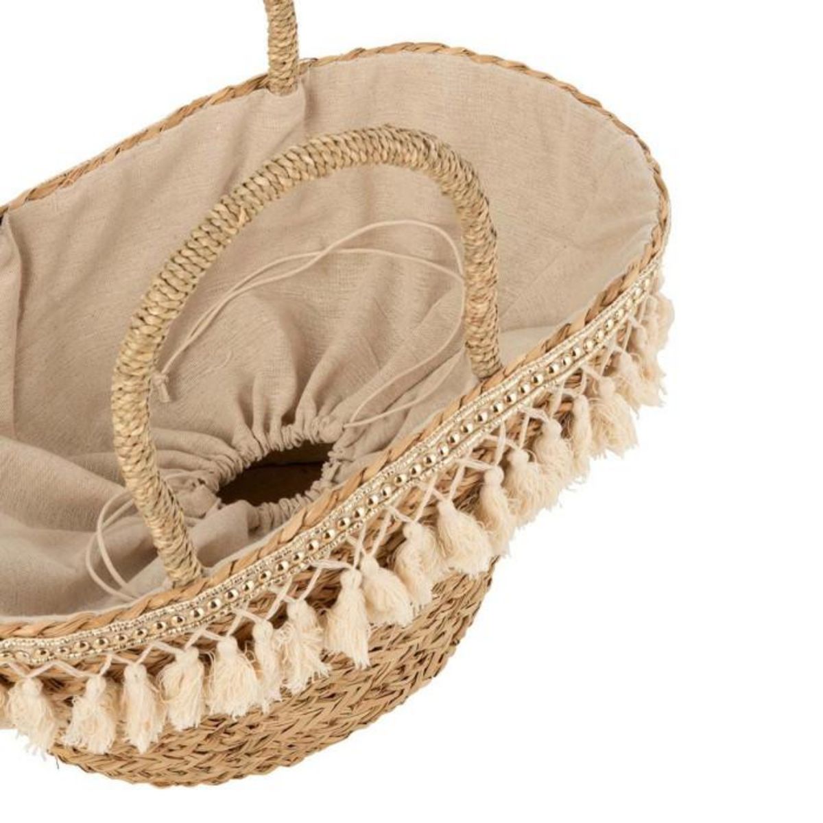 Paris Prix Sac de Plage en Rotin  Flo  58cm Naturel & Blanc