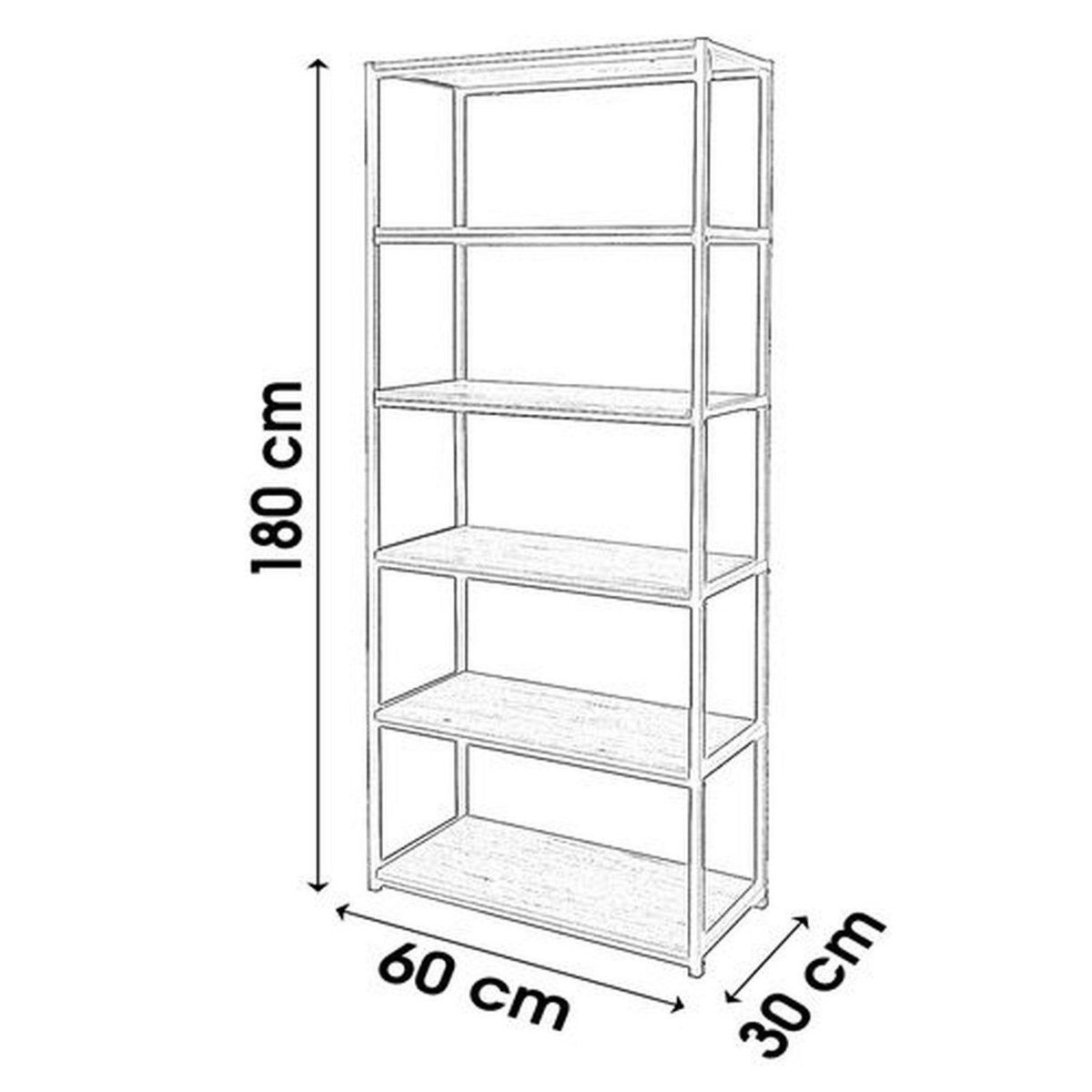 DIVERS Etagère bibliothèque industrielle Dock - L. 60 x H. 180 cm - Noir