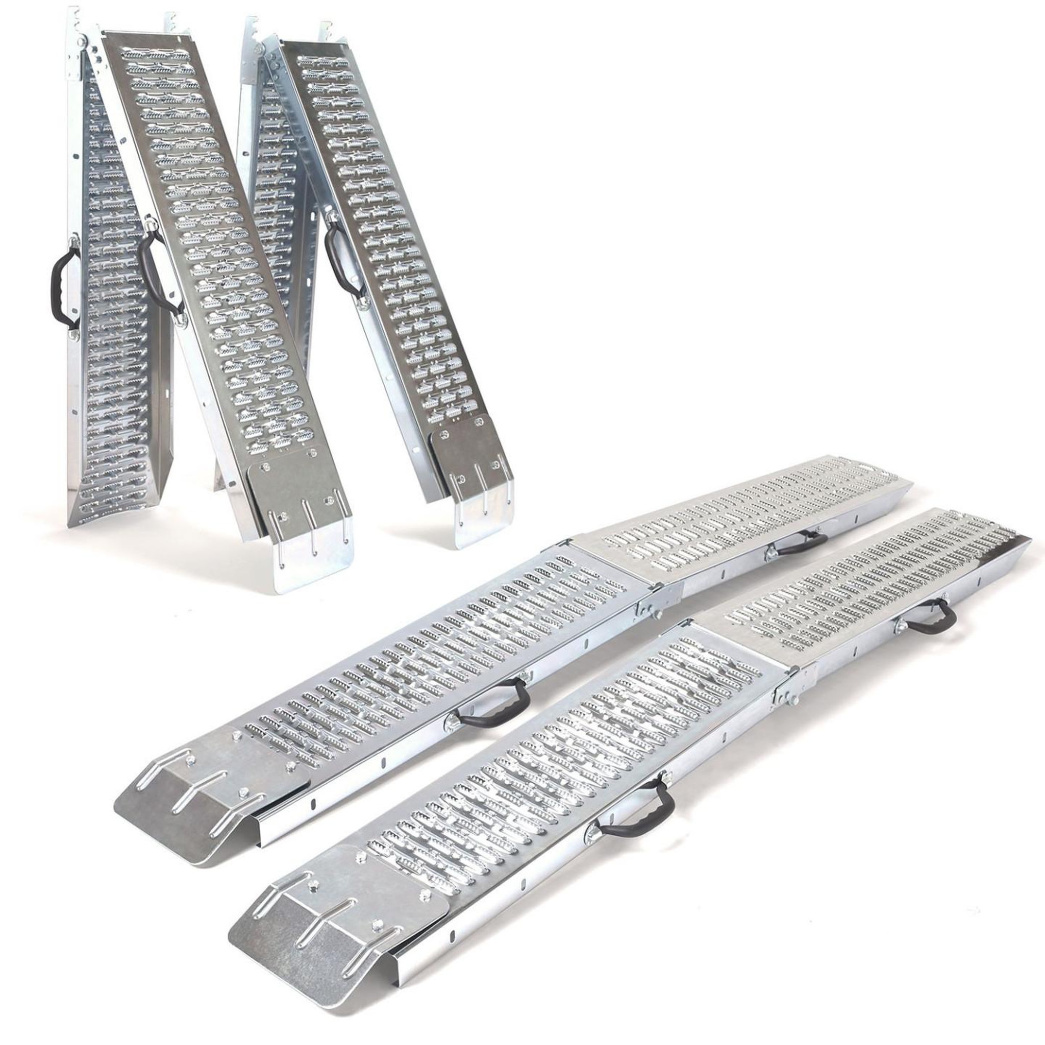 Voir la diapositive 3 : ID MARKET Set de 2 rampes pliables galvanisées spécial chargement