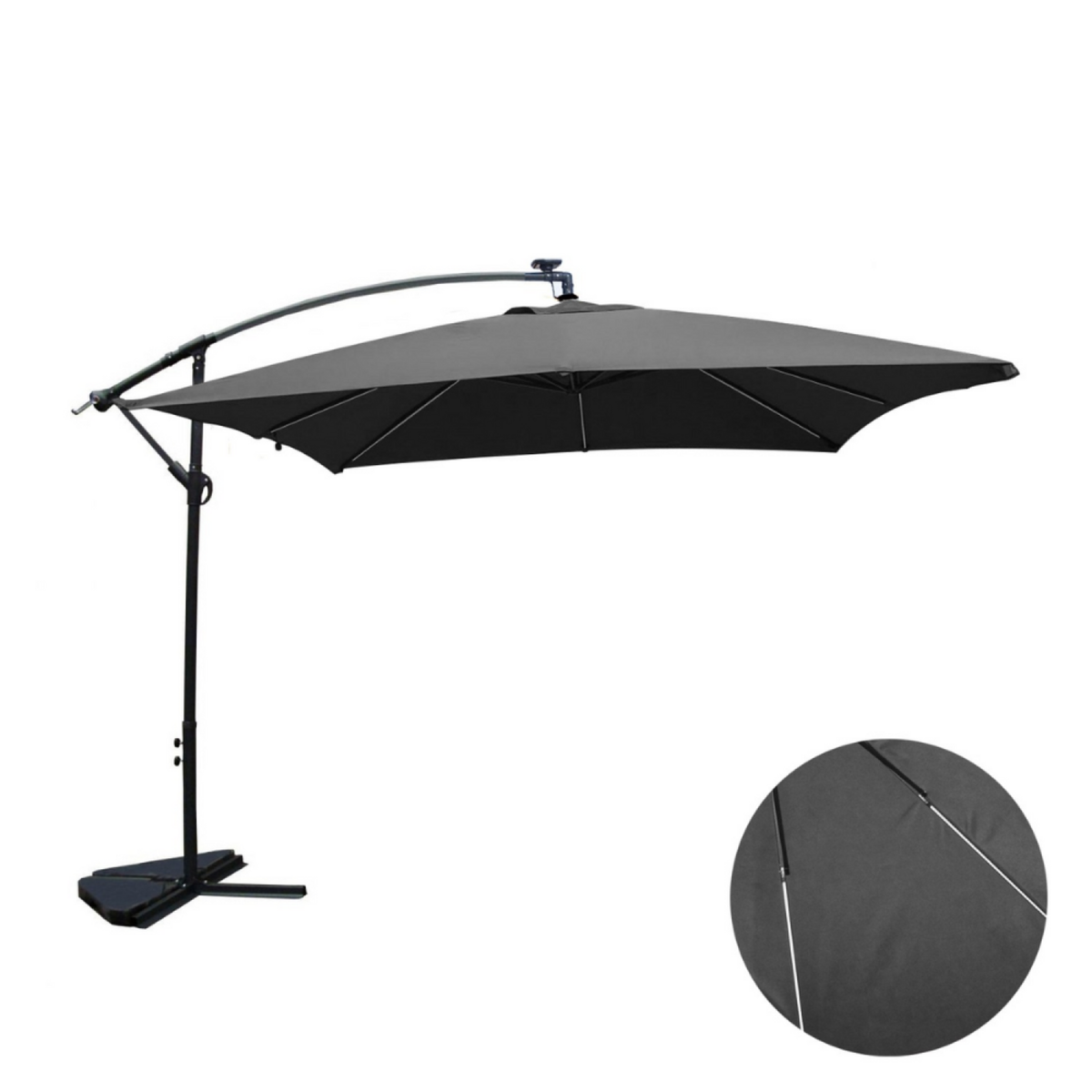 CONCEPT USINE Parasol Néon LED déporté 3 x 3 m gris SOLENZARA