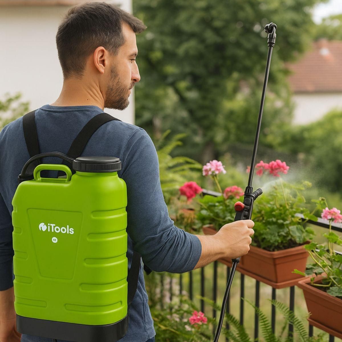 iTools Pulvérisateur manuel 16 Litres Pompe manuelle haute pression 5.5 bar Jardin, toiture, potager 3 Buses réglables ITOOLS