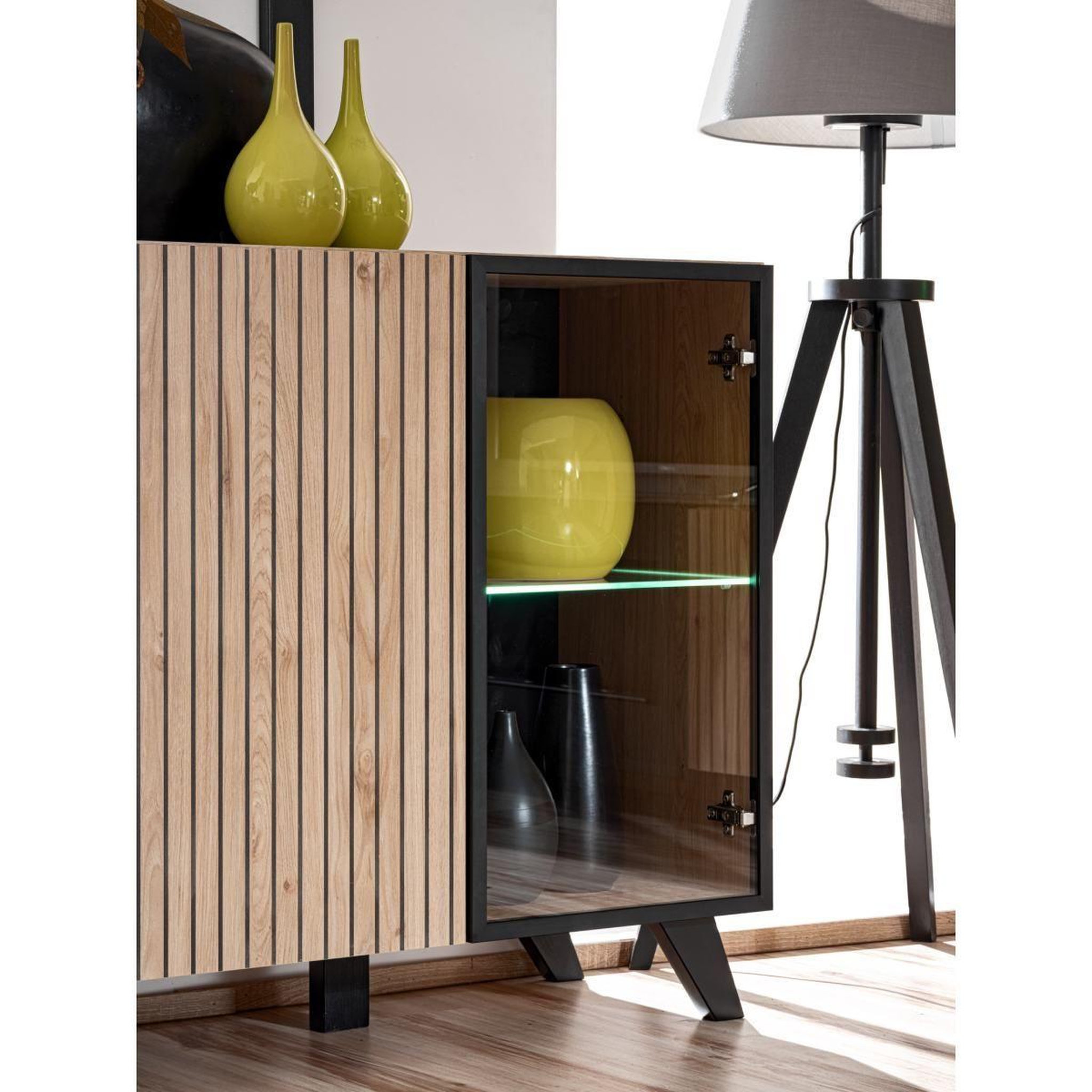 Voir la diapositive 6 : Paris Prix Buffet 4 portes design  liam  160cm naturel & noir