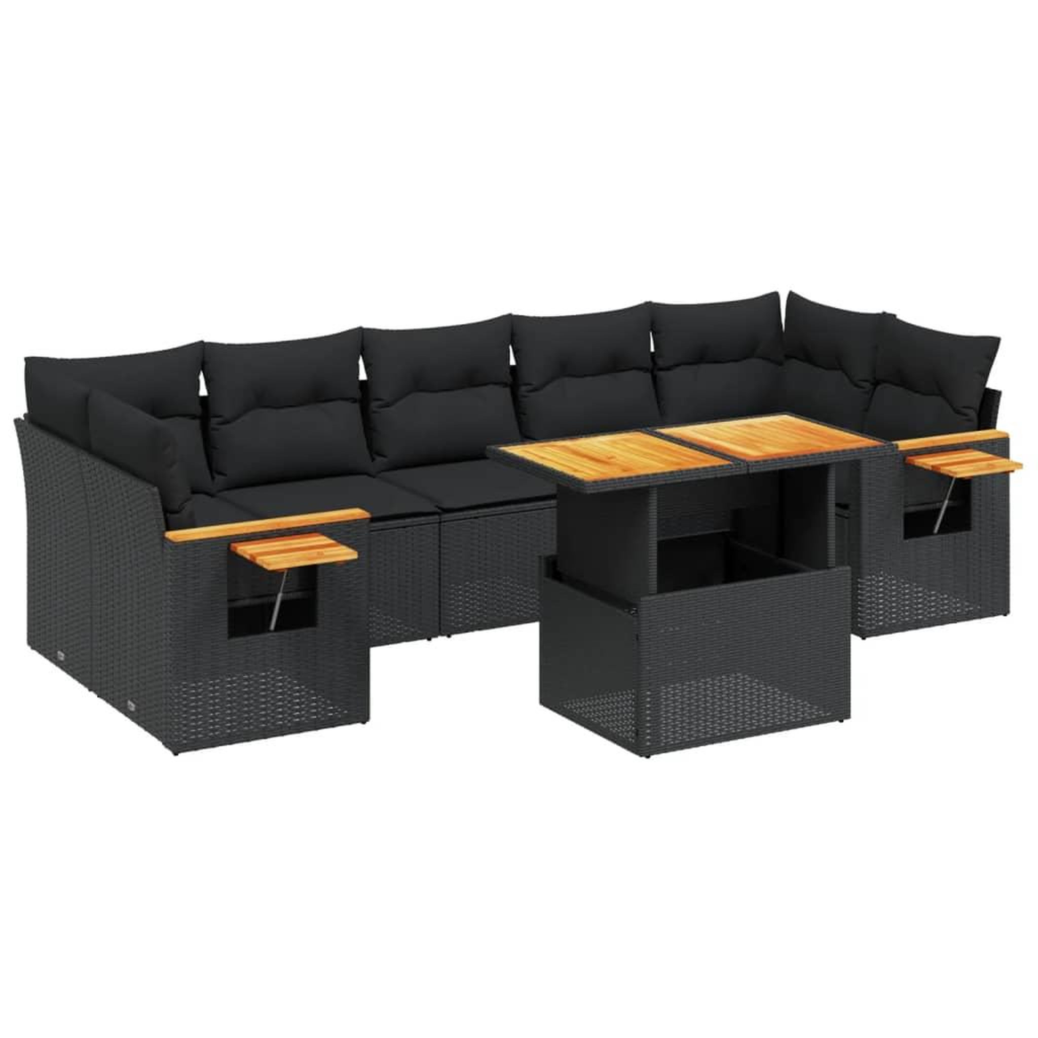 Voir la diapositive 2 : VIDAXL Salon de jardin 8 pcs avec coussins noir resine tressee