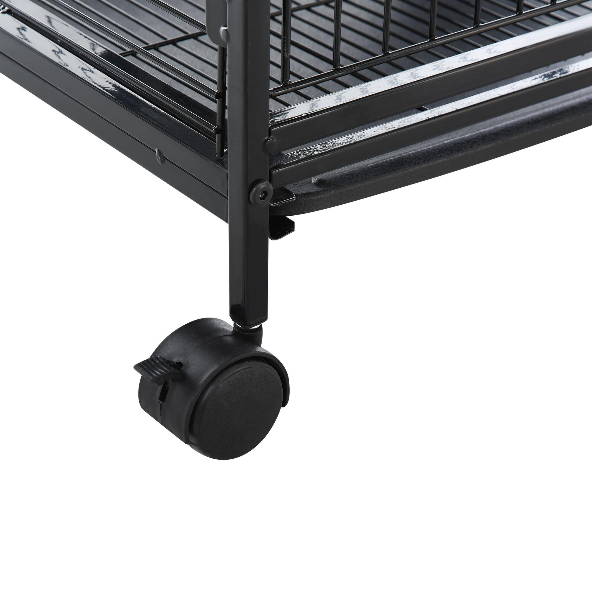 Voir la diapositive 6 : PAWHUT PawHut Cage pour Petits Animaux Roulante 3 Rampes 3 Plates-formes Plat et Bouteille d'Eau Bac Inférieur Amovible Acier PP Noire