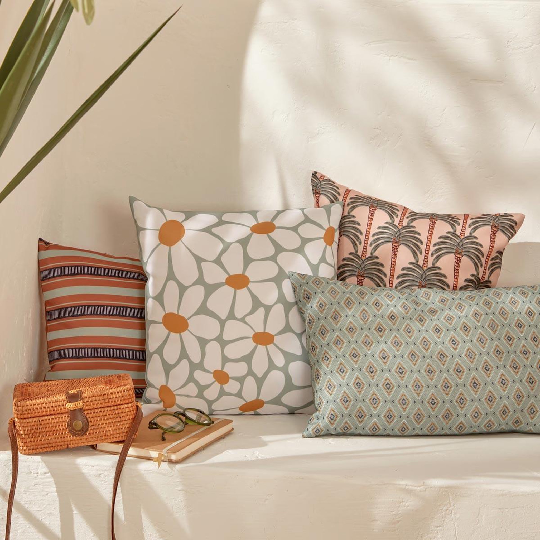 Voir la diapositive 5 : ATMOSPHERA Housse de coussin extérieur  talia  40x40cm vert céladon