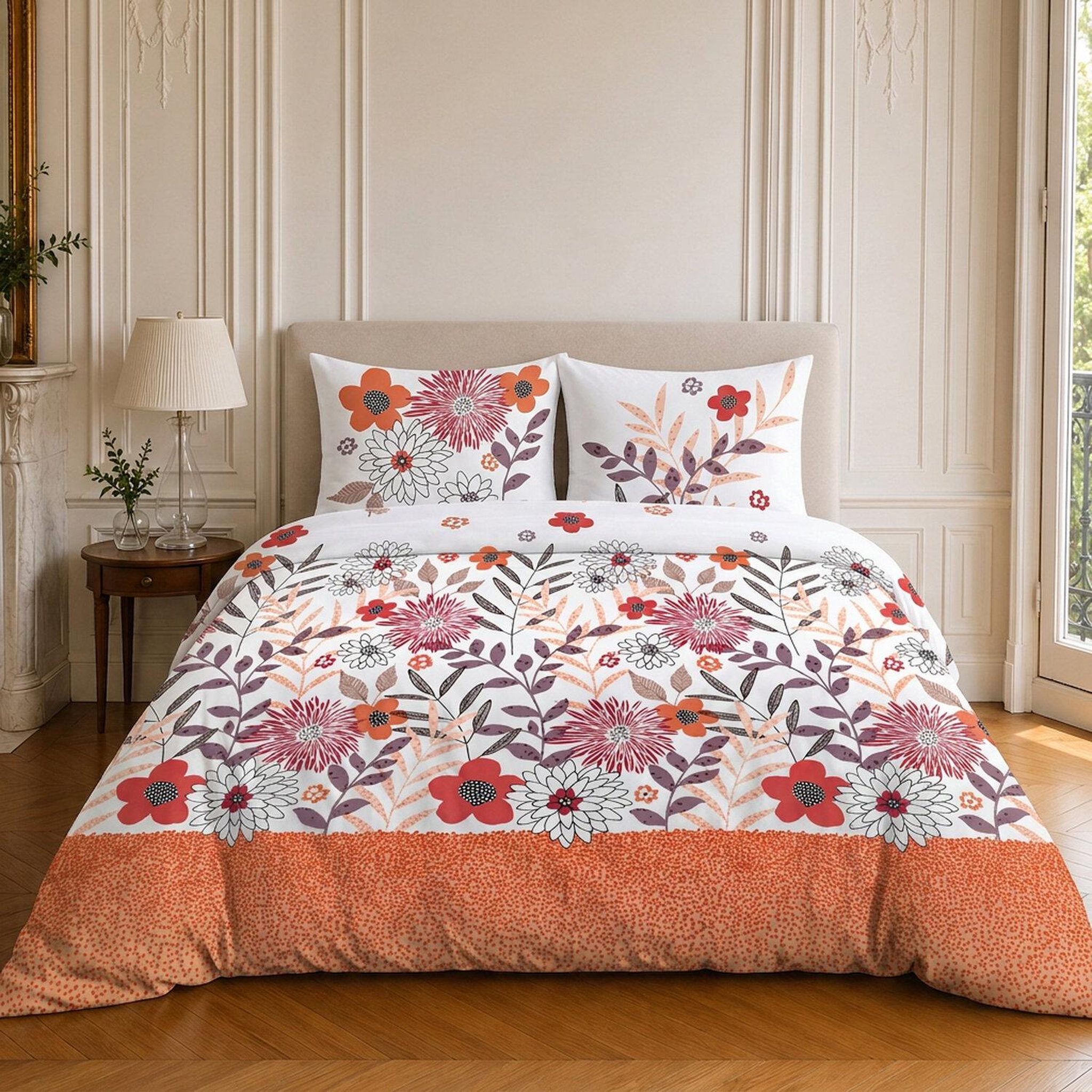Home collection Parure housse de couette imprimée 100% microfibre - printemps - 220x240 cm