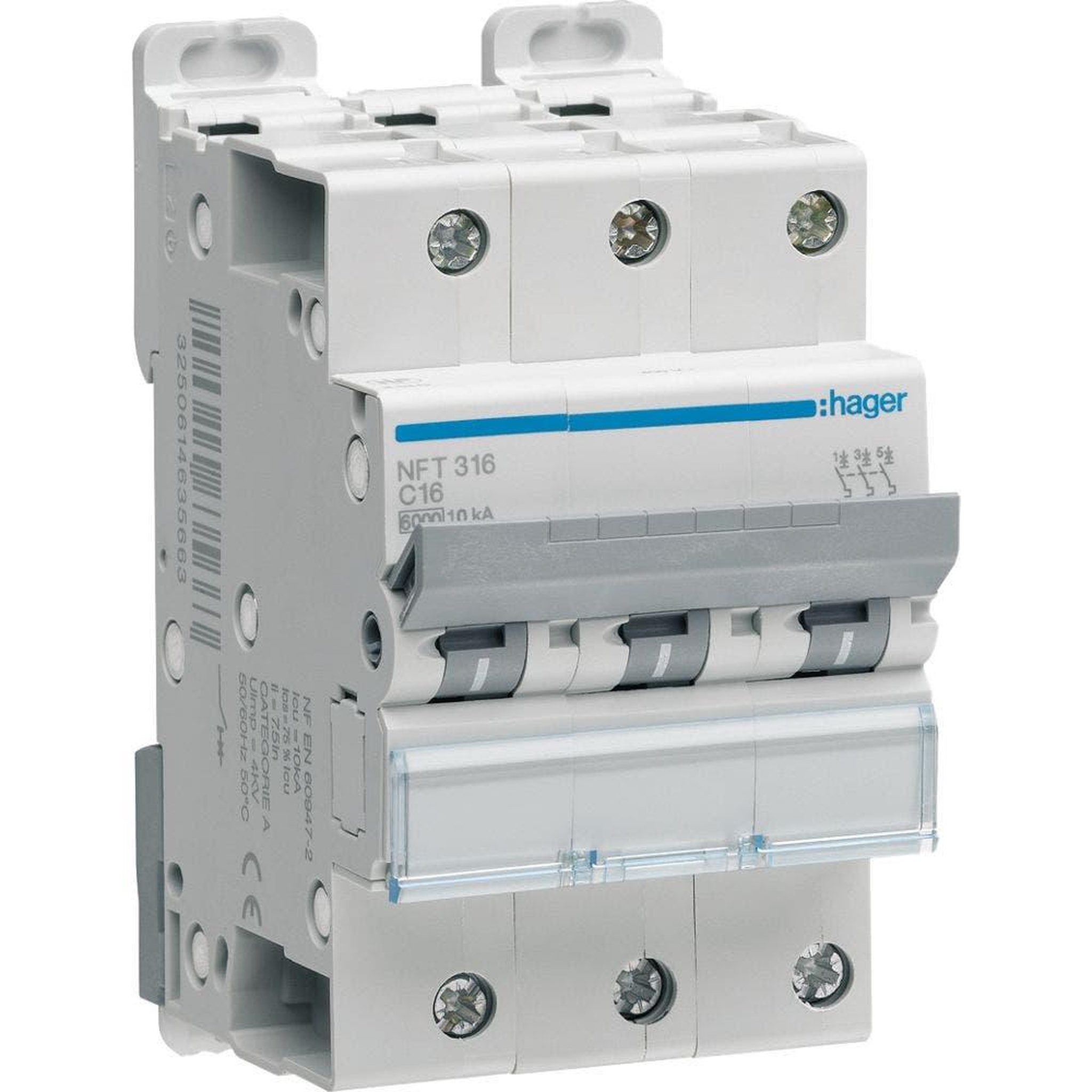 HAGER Disjoncteur 10a 3p courbe c 6-10ka
