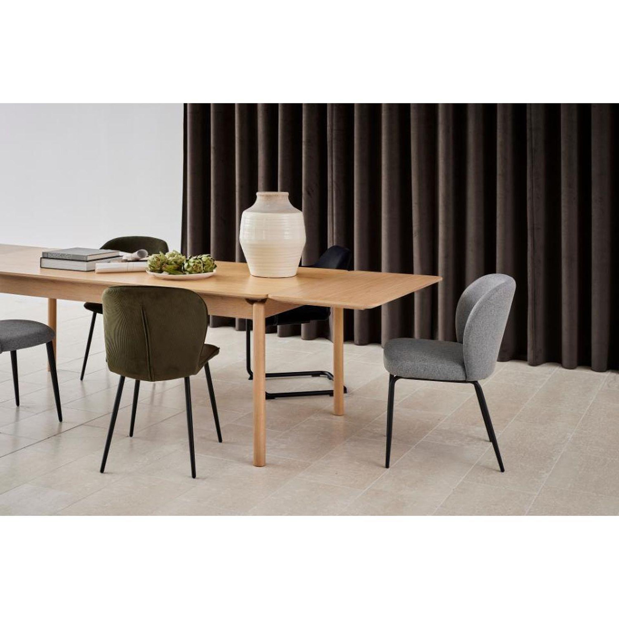 Voir la diapositive 6 : TOILINUX Lot de 2 chaises de salle à manger lina - velours côtelé vert olive
