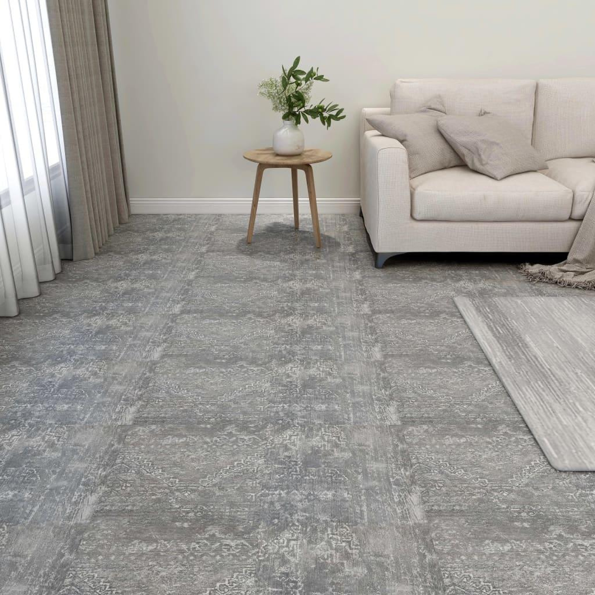 Voir la diapositive 1 : VIDAXL Dalles de plancher autoadhesives 55 pcs PVC 5,11 m^2 gris beton