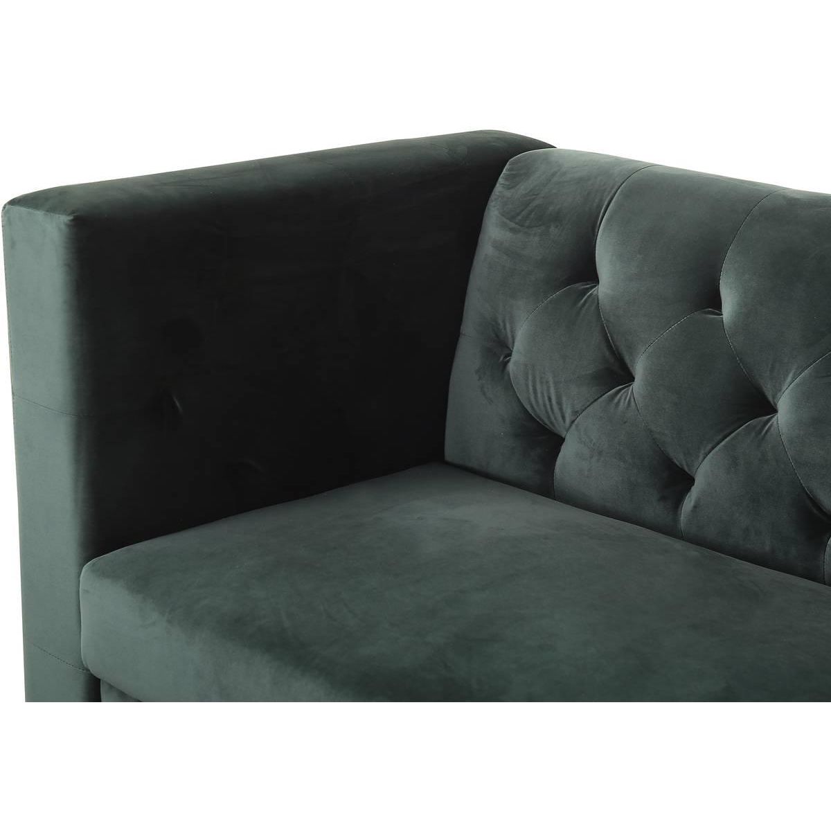 Habitat et Jardin Canapé fixe en velours  Bruce  - 196 x 76 x 82 cm - 3 places - Vert foncé