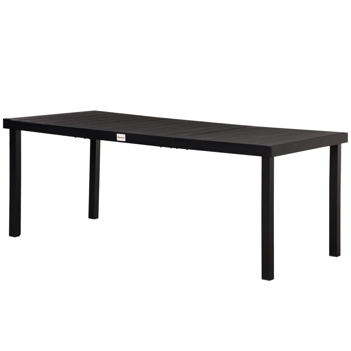 OUTSUNNY Table de jardin rectangulaire pour 8 personnes en aluminium plateau PE à lattes aspect bois dim. 190L x 90l x 74H cm noir