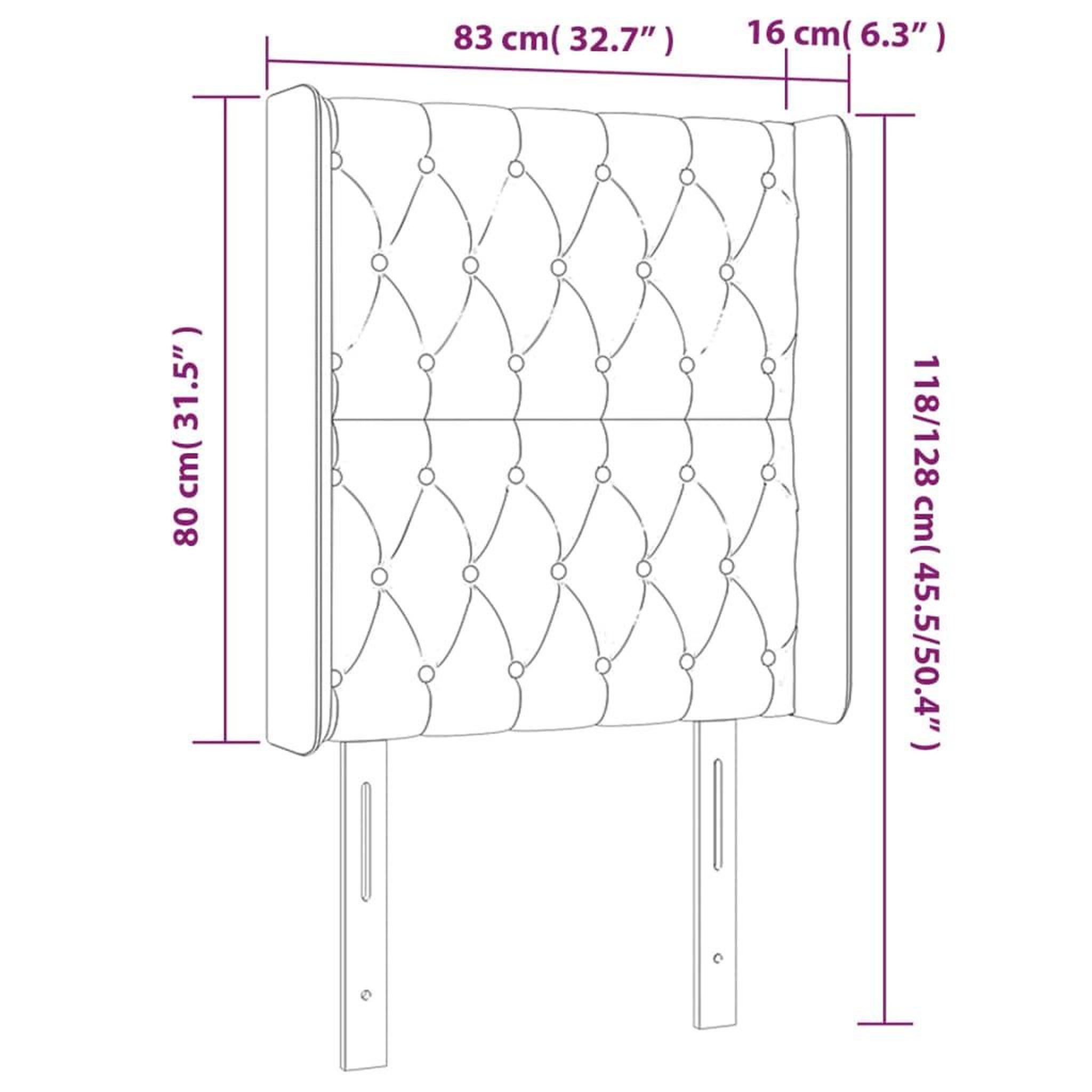 Voir la diapositive 6 : VIDAXL Tete de lit avec oreilles Gris clair 83x16x118/128 cm Tissu
