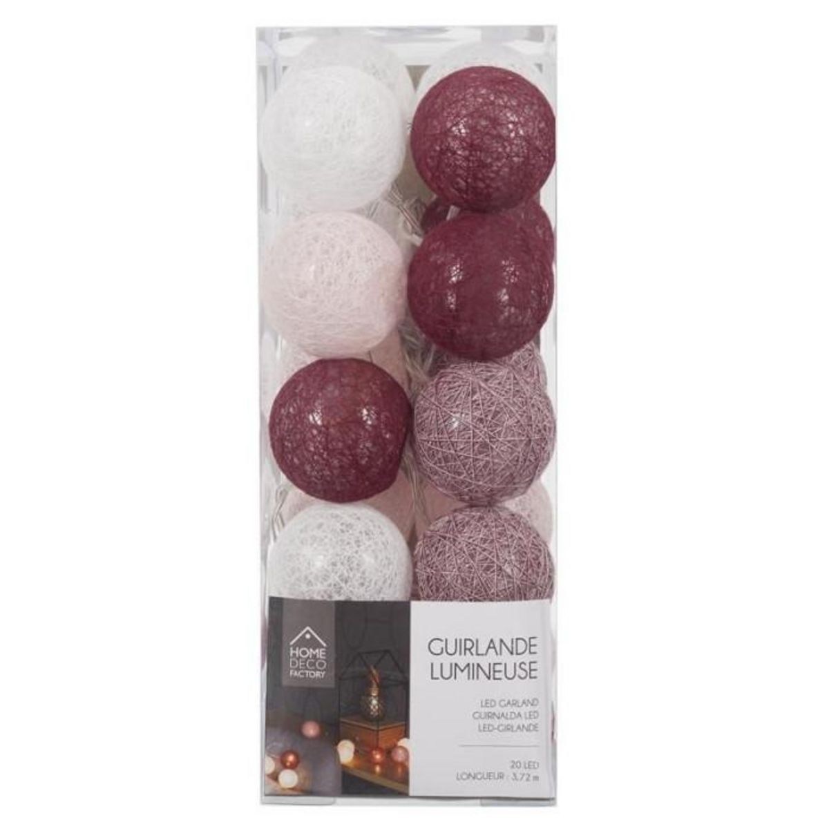 Paris Prix Guirlande Lumineuse à Led  20 Boules  372cm Bordeaux