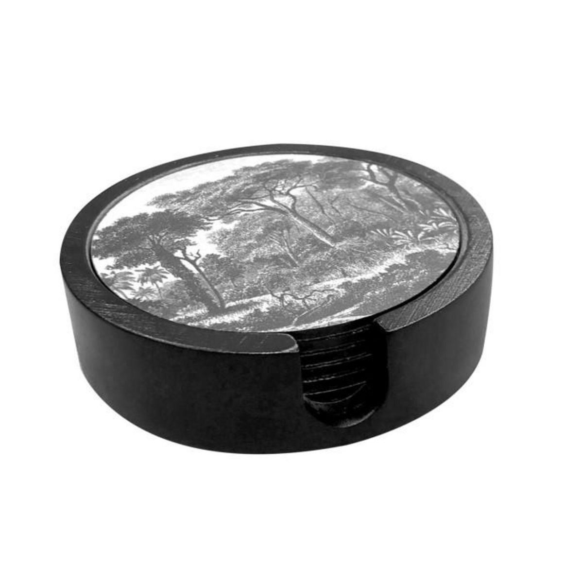 Paris Prix Lot de 6 Dessous de Verre  Black Forest  11cm Noir