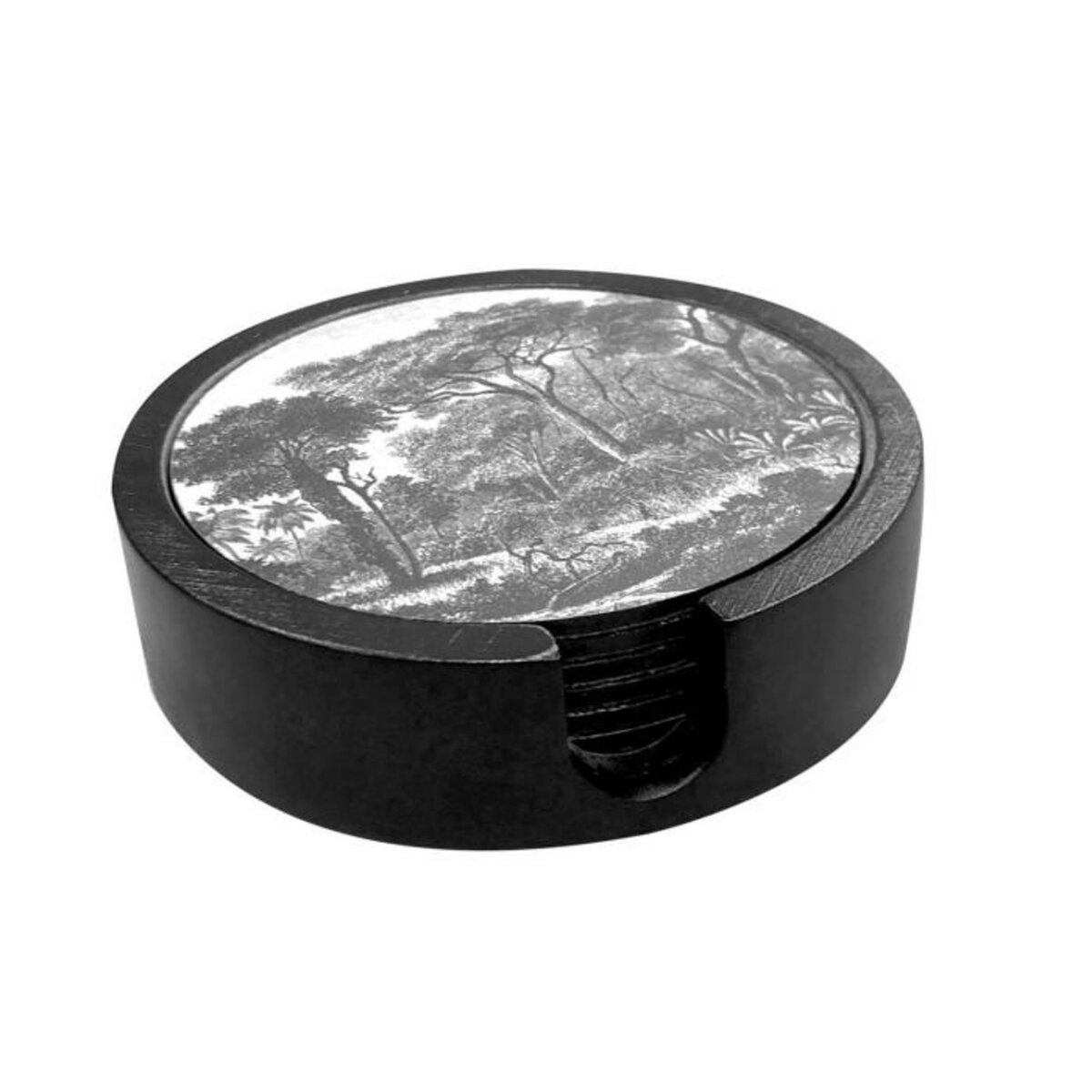 Paris Prix Lot de 6 Dessous de Verre  Black Forest  11cm Noir