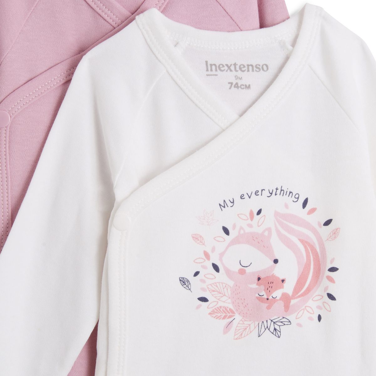 INEXTENSO Lot de 5 bodies manches longues de naissance biche bébé fille