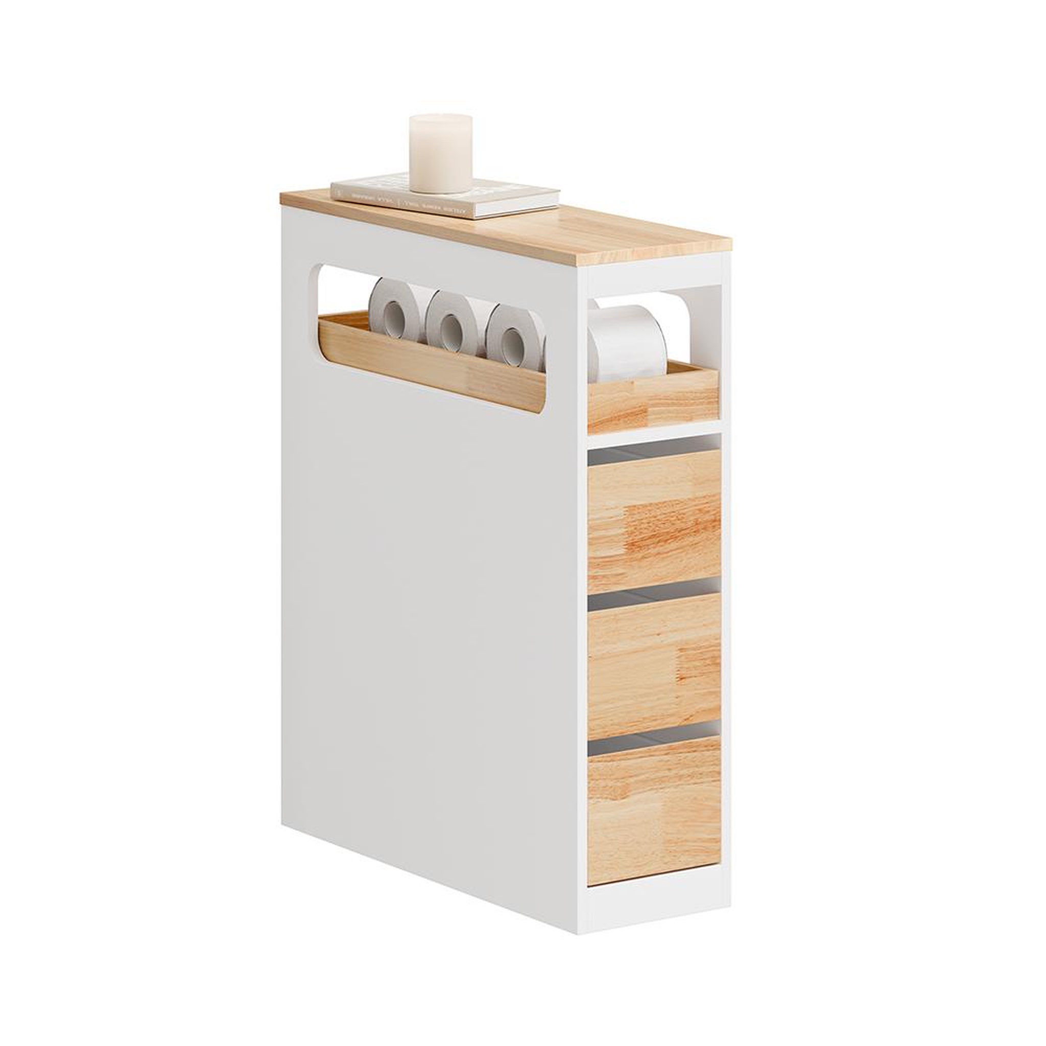 Voir la diapositive 5 : SOBUY Meuble Rangement 4 Tiroirs avec Roulettes Blanc 65x23x82cm BZR54-III-WN