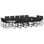 Voir la diapositive 2 : VIDAXL Ensemble a manger de jardin avec coussins 15 pcs noir textilene