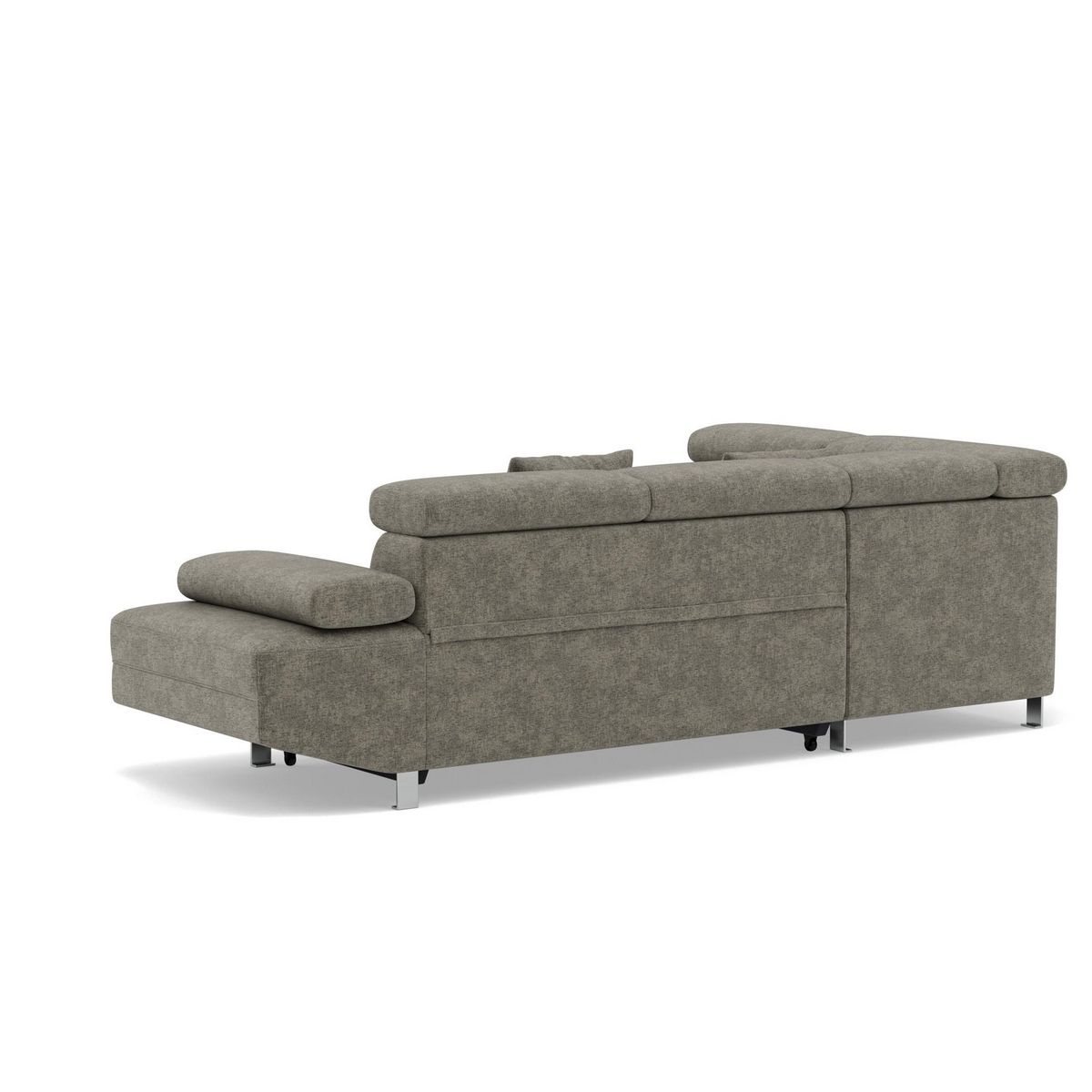 BEST MOBILIER Margaux - canapé d'angle gauche 5 places convertible avec coffre et têtières réglables en velours texturé