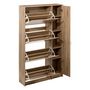 Voir la diapositive 2 : FIVE Meuble range-chaussures 4 tiroirs 24 paires avec miroir - Beige