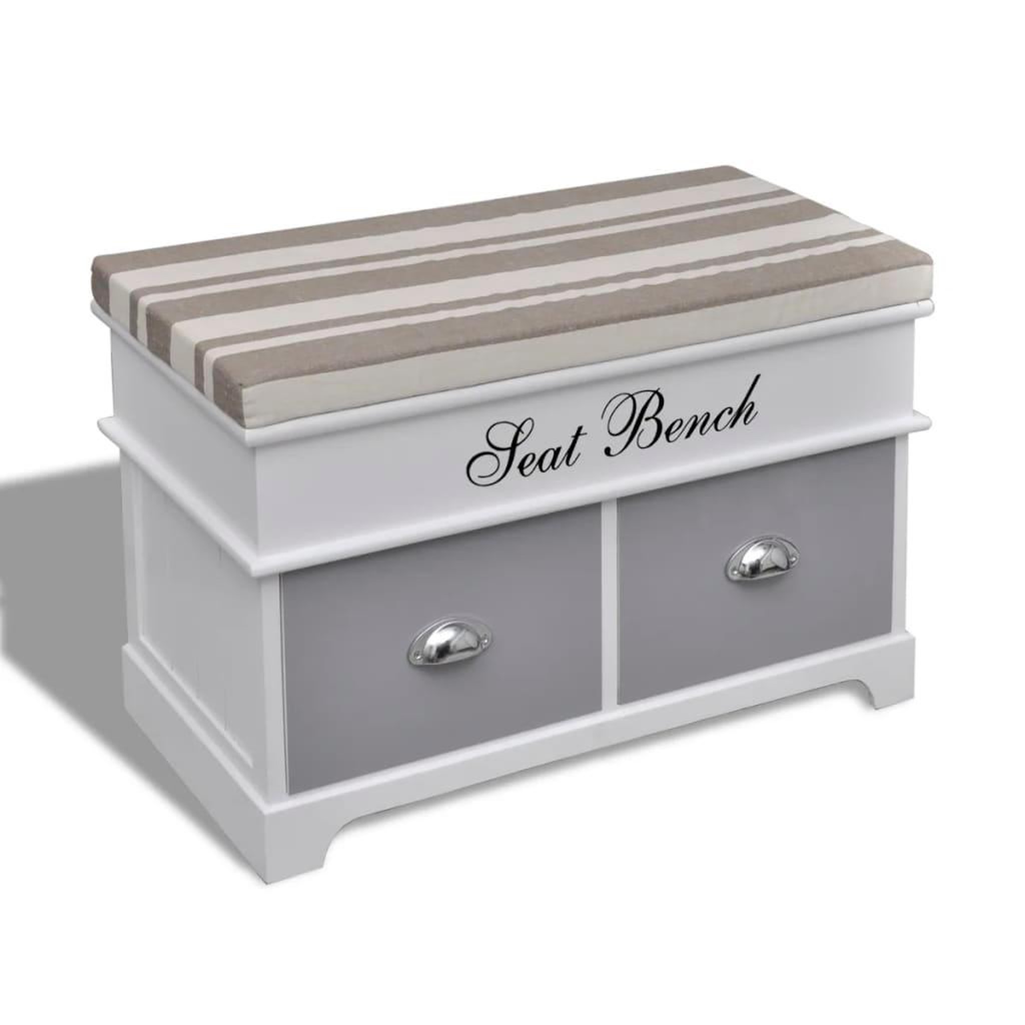 VIDAXL Banc d'entree et de rangement avec coussin gris 2 tiroirs blanc