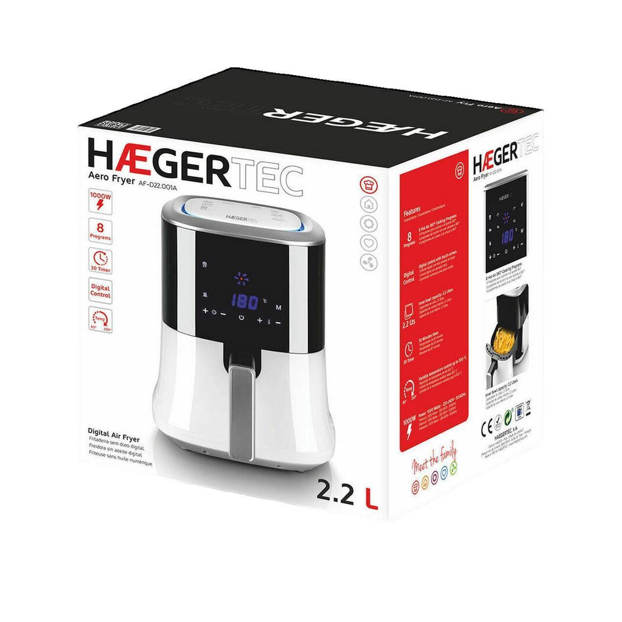 Voir la diapositive 2 : HAGER Friteuse Haeger Aero Fryer 2,2 L blanc