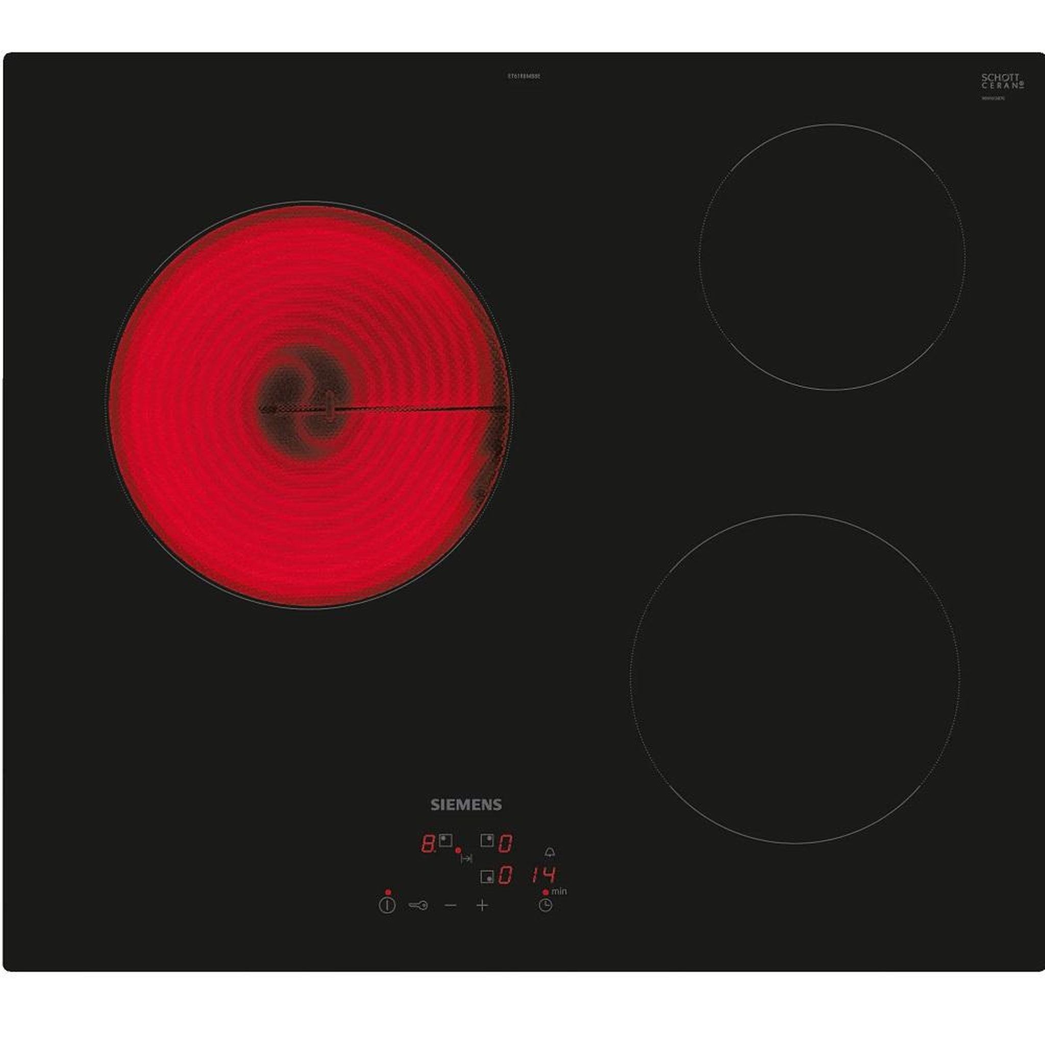Siemens Table de cuisson vitrocéramique 60cm 3 feux 5700w noir - et61rbmb8e