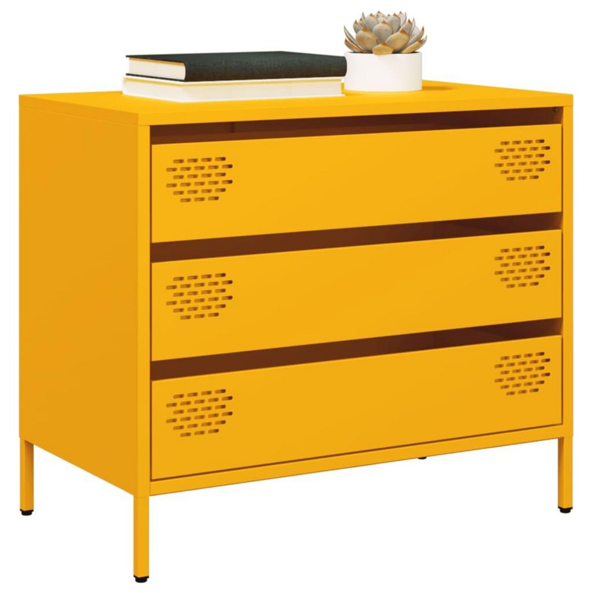 VIDAXL Buffet jaune moutarde 68x39x58,5 cm acier lamine a froid