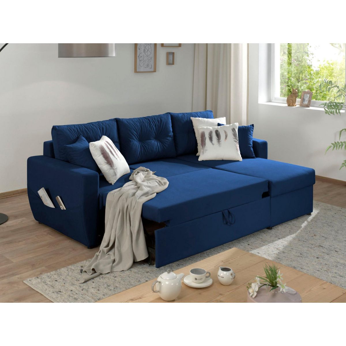 BEST MOBILIER Astoria - canapé d'angle réversible - convertible avec coffre - style contemporain- 4 places