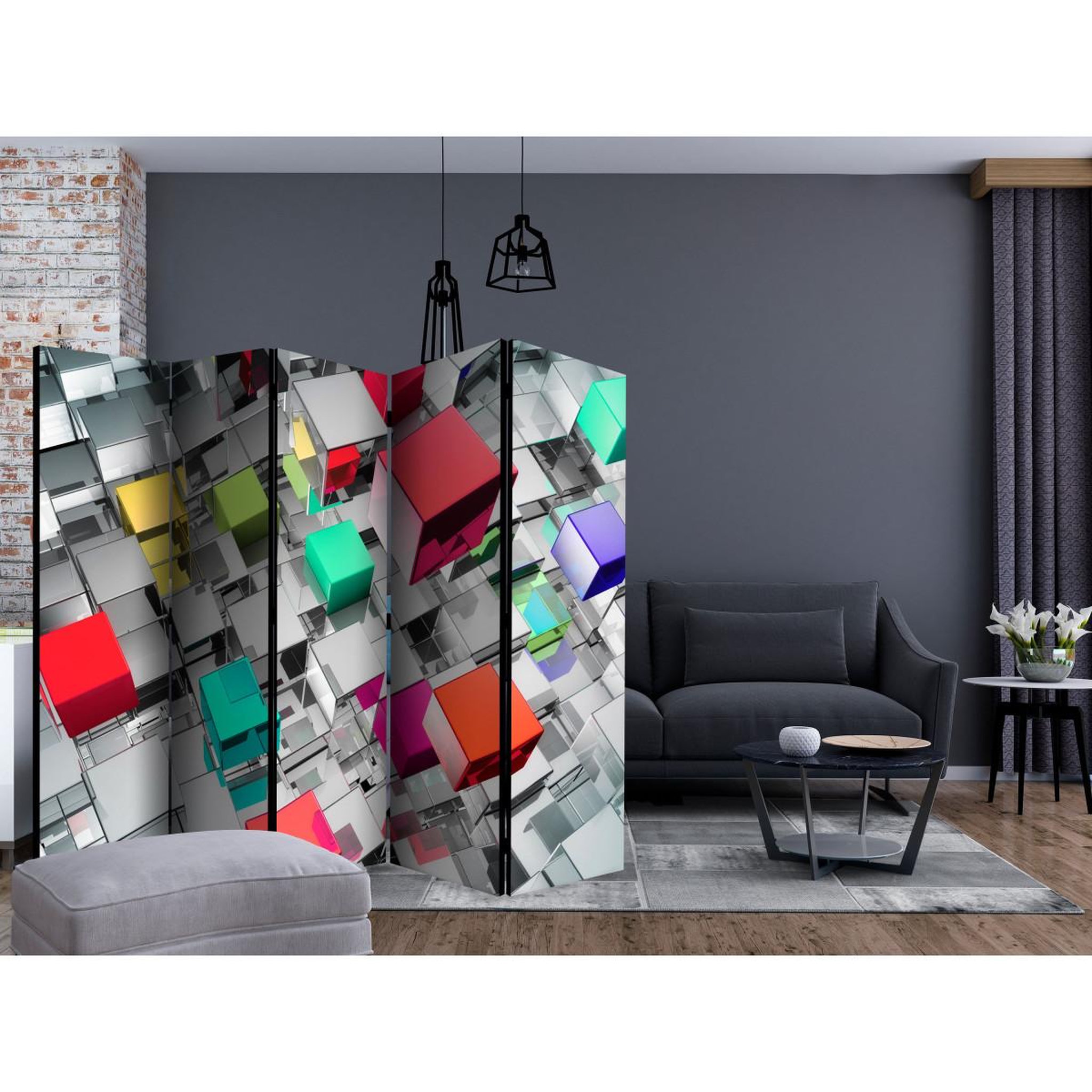 Voir la diapositive 2 : Paris Prix Paravent 5 volets  colours of metal  172x225cm