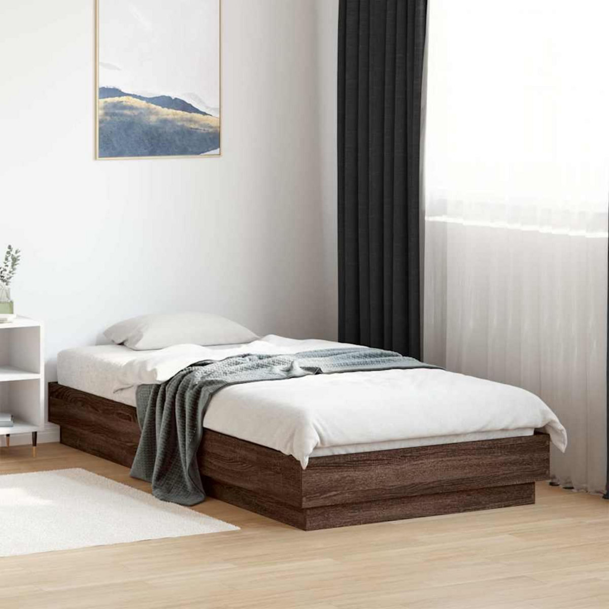 VIDAXL Cadre de lit sans matelas chene marron 90x190cm bois ingenierie