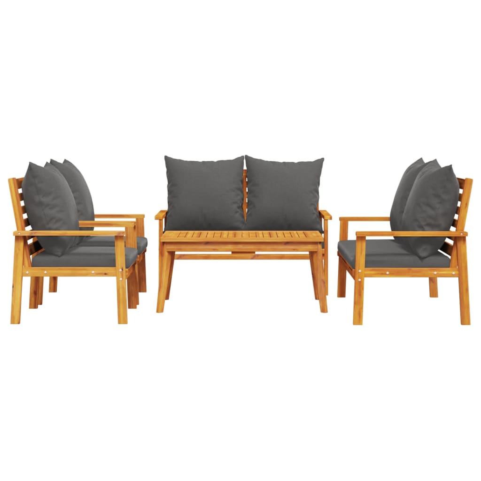 Voir la diapositive 3 : VIDAXL Salon de jardin avec coussins 5 pcs Bois d'acacia solide