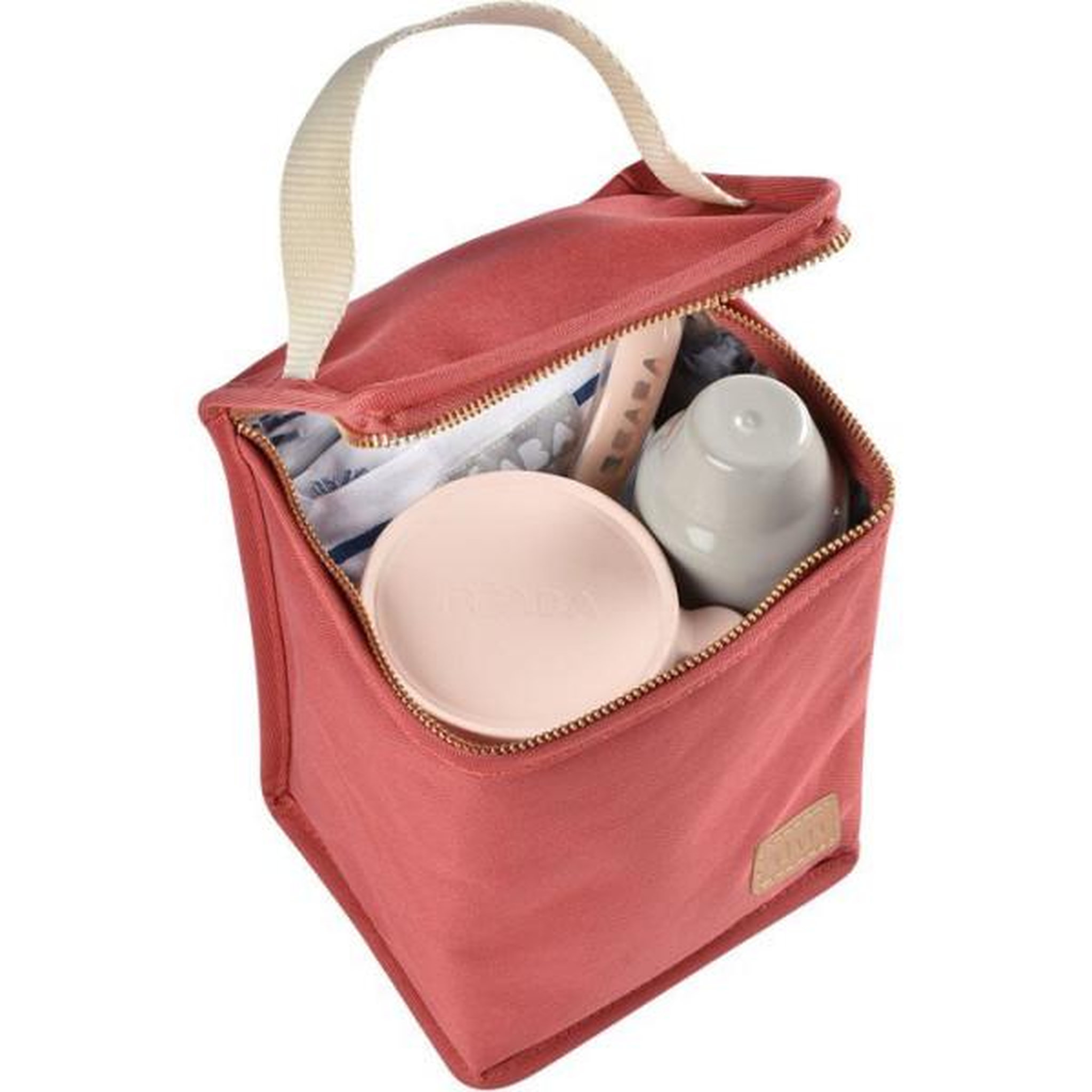 Voir la diapositive 2 : MARKET24 Pochette repas isotherme - béaba - terracotta - grande capacité 2,8l - pliable compacte - tissu imperméable