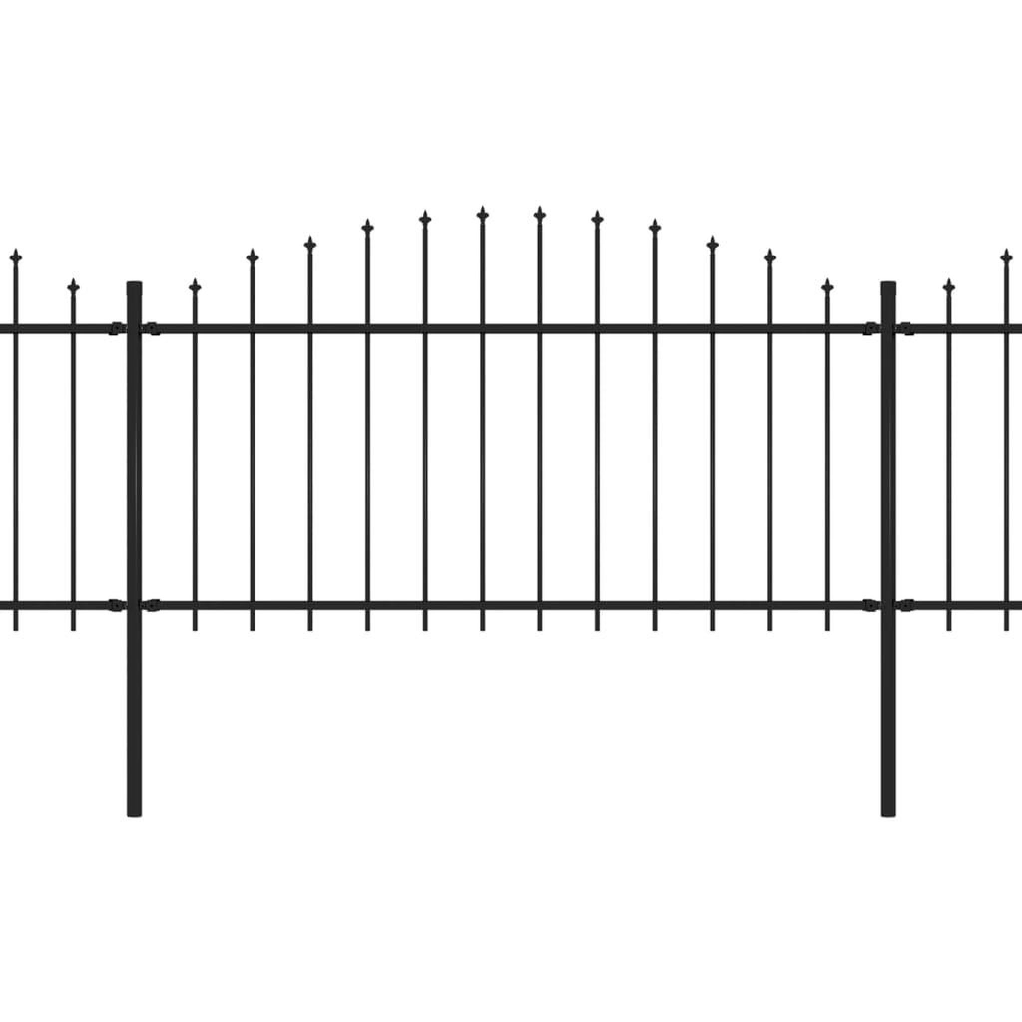 Voir la diapositive 2 : VIDAXL Cloture de jardin a dessus en lance Acier (1,25-1,5)x3,4 m Noir