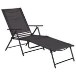 OUTSUNNY Bain de soleil pliable transat inclinable 5 positions chaise longue grand confort avec accoudoirs dim. 152L x 65l x 100H cm métal époxy textilène gris