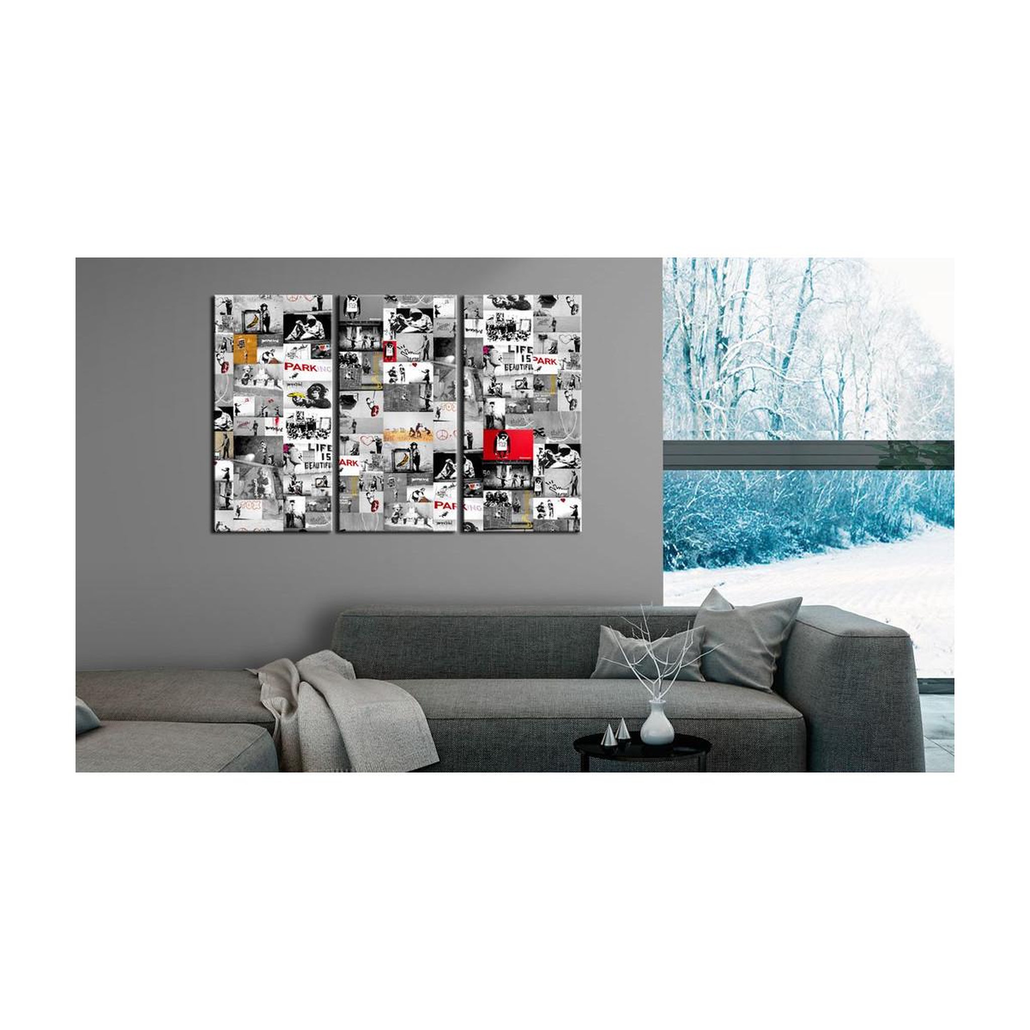 Voir la diapositive 2 : Paris Prix Tableau imprimé  street art - banksy iii