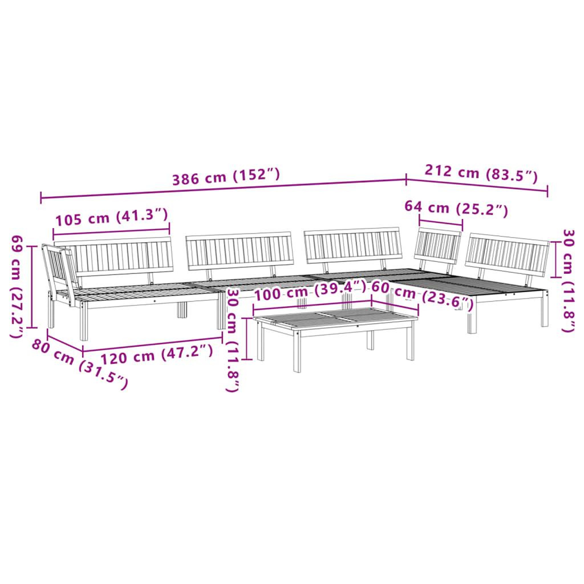 Voir la diapositive 6 : VIDAXL Salon palette de jardin 5 pcs bois d'acacia massif