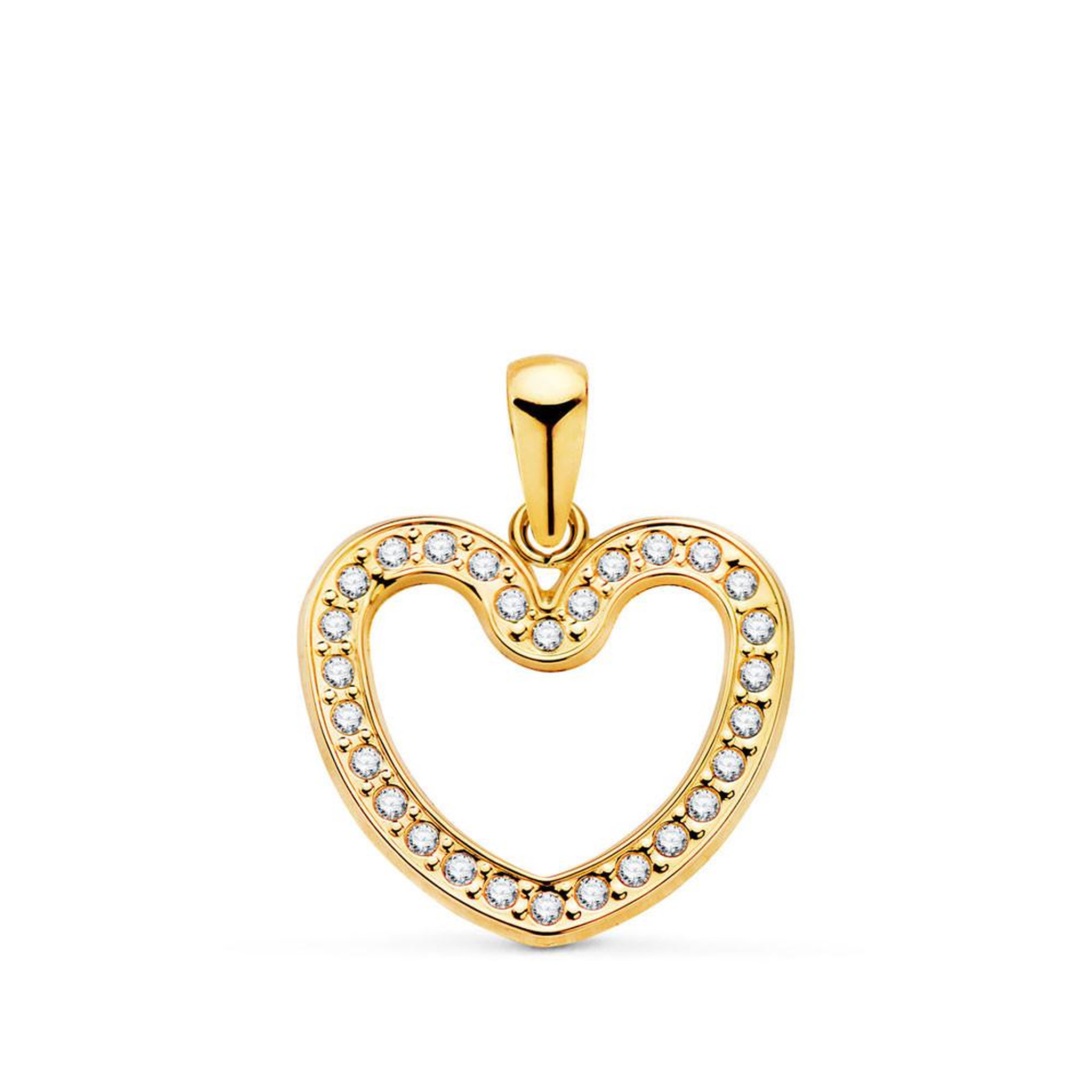 Voir la diapositive 3 : L'ATELIER D'AZUR Pendentif Or 18 Carats 750/000 Jaune Sertis de Zirconiums - Motif Coeur - Chaine Dorée Offerte