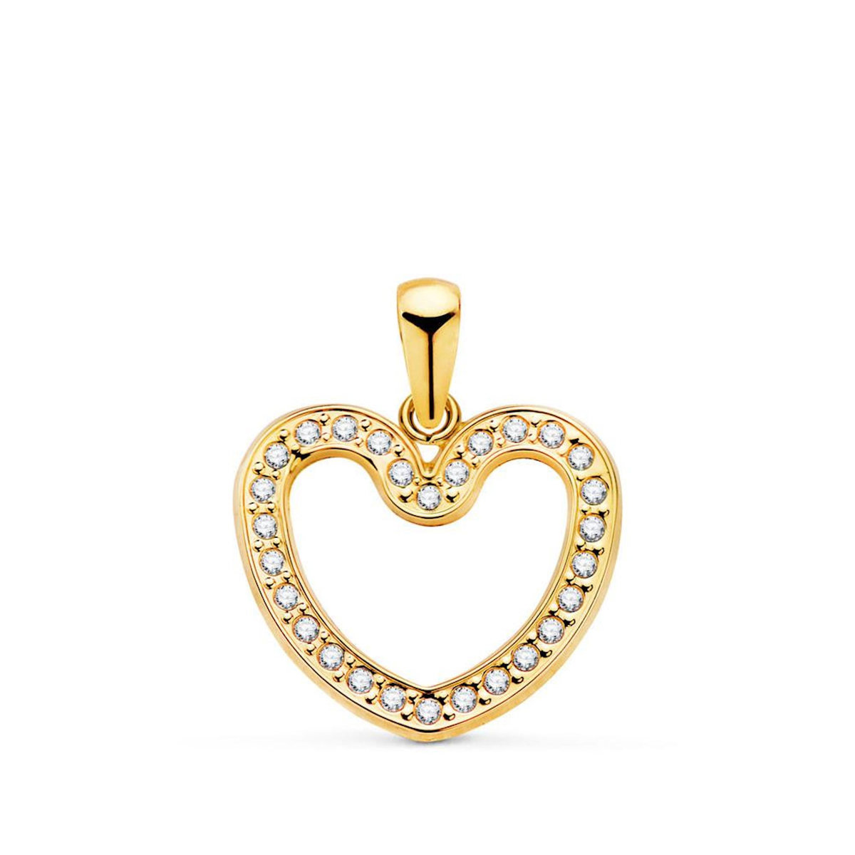 L'ATELIER D'AZUR Pendentif Or 18 Carats 750/000 Jaune Sertis de Zirconiums - Motif Coeur - Chaine Dorée Offerte