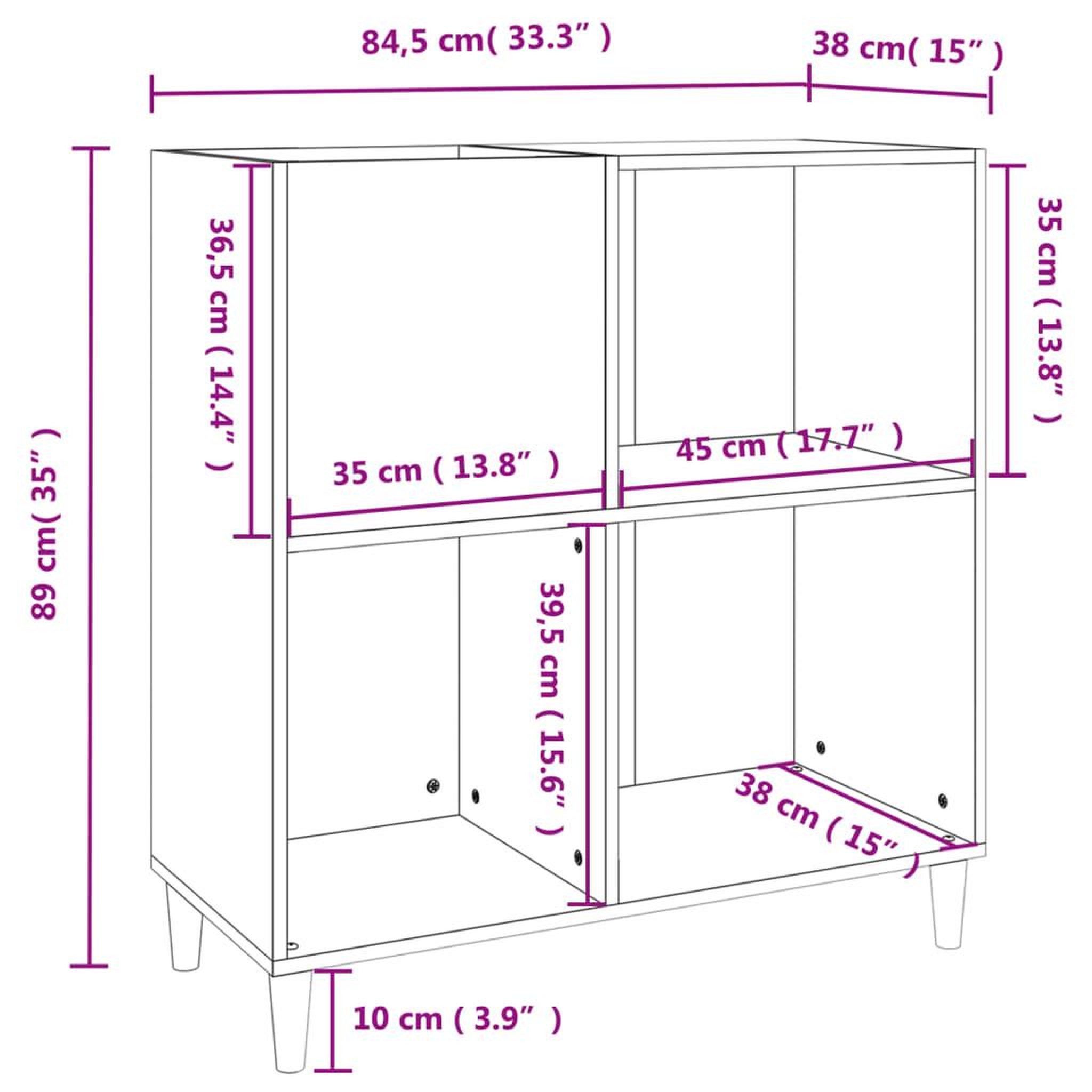 Voir la diapositive 6 : VIDAXL Armoire a disques gris beton 84,5x38x89 cm bois d'ingenierie
