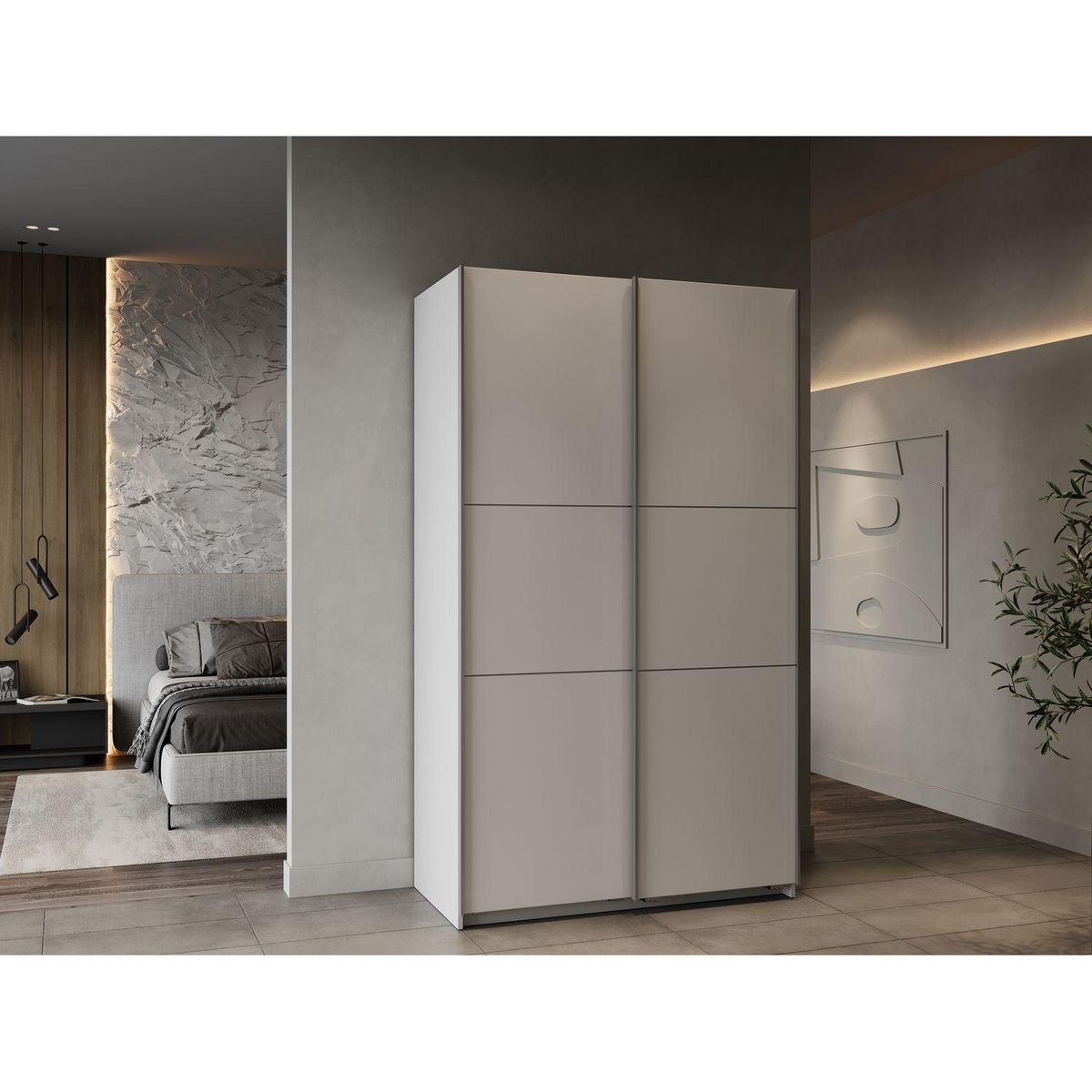 Armoire 2 portes coulissantes L120 cm THIBAULT