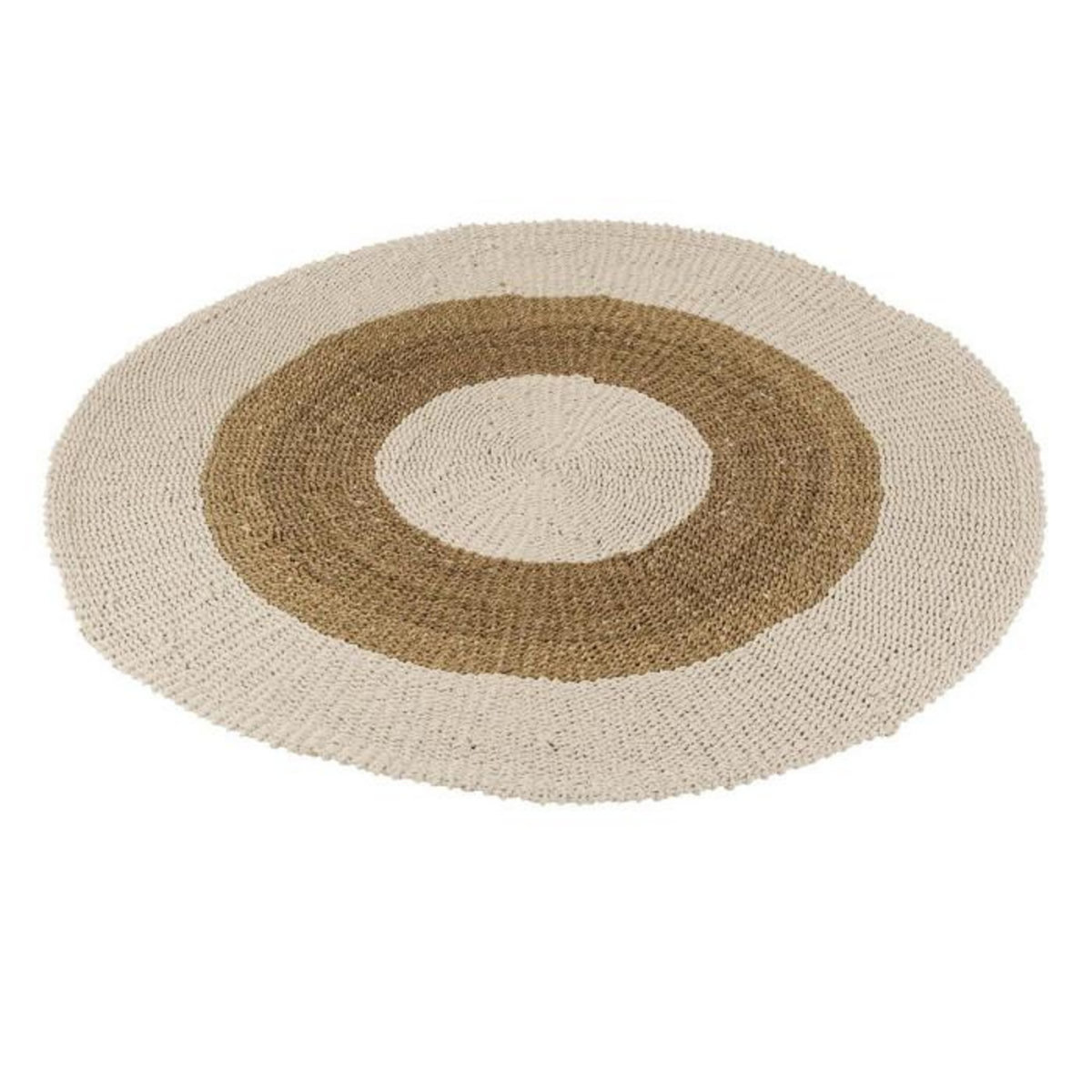 Paris Prix Tapis Rond Déco  Zostère  150cm Blanc & Naturel