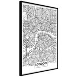 Paris Prix Affiche Murale Encadrée  City Map London. Coloris disponibles : Noir, Jaune