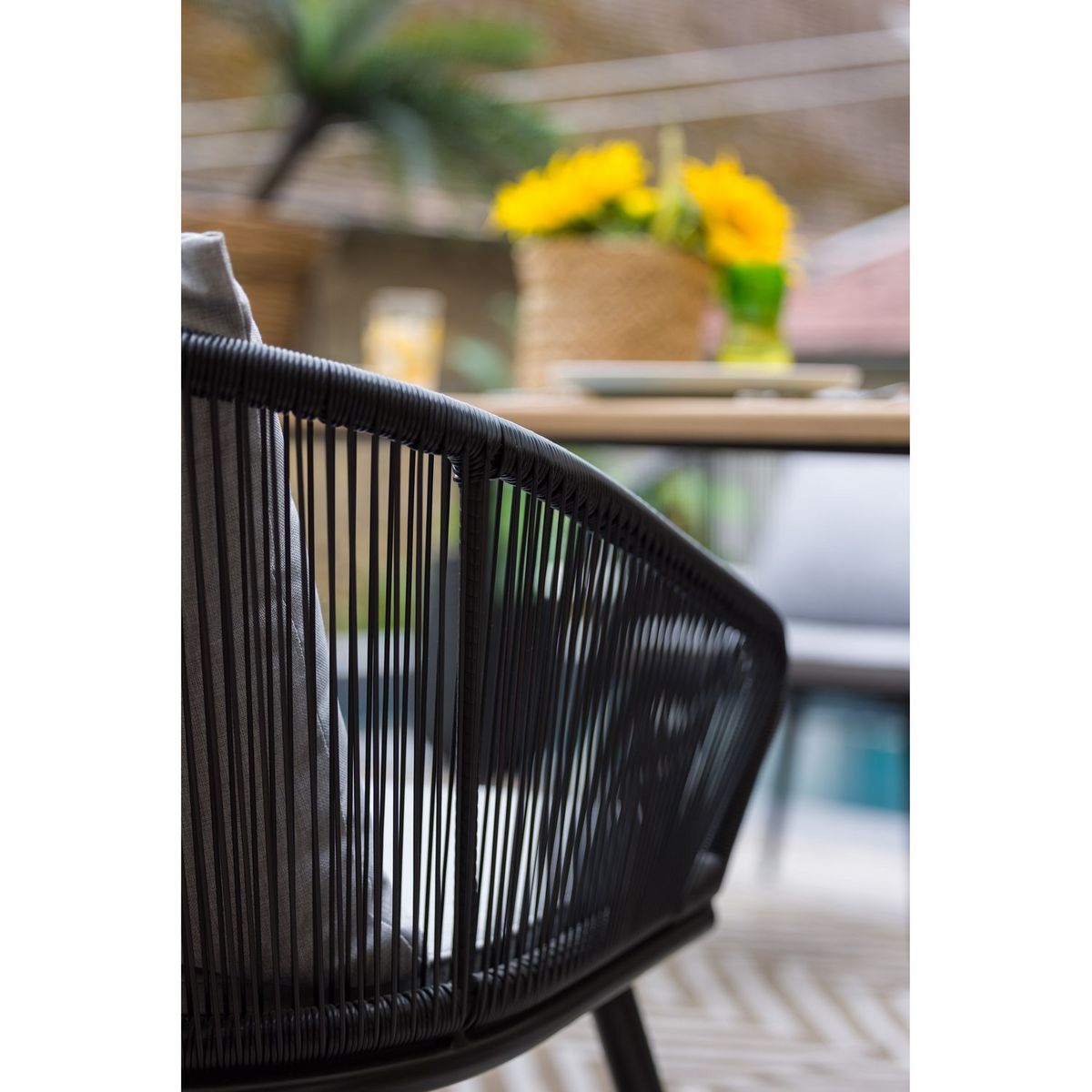 JARDILINE Lot de 2 fauteuils de jardin - Résine tressée - Noir - COMORES