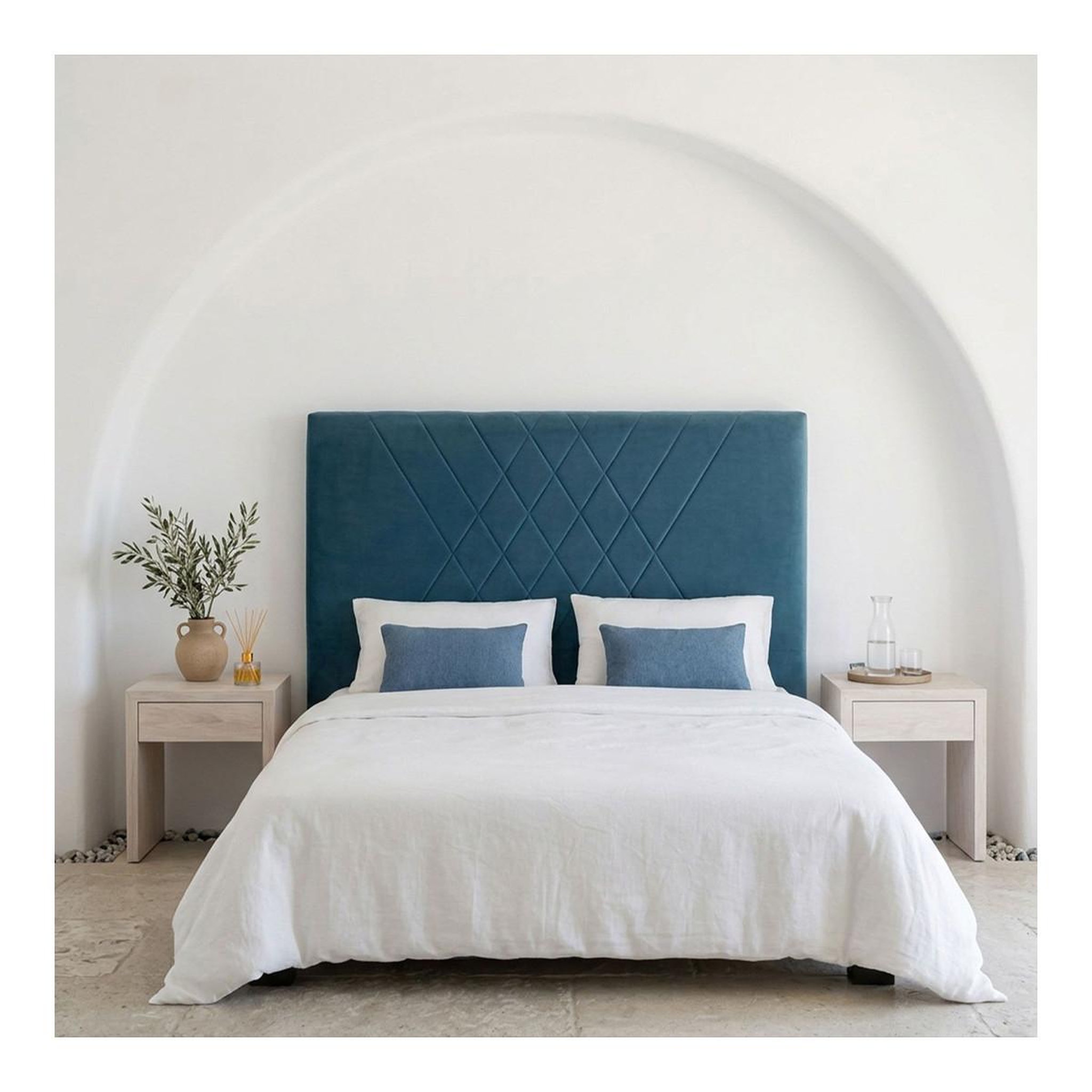 Voir la diapositive 3 : Paris Prix Tête de lit en velours  jones  160cm bleu