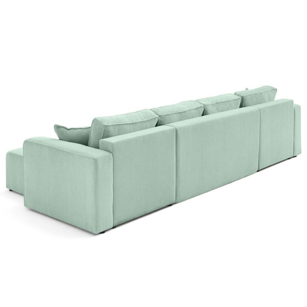 BEST MOBILIER Topaze - canapé panoramique en u 7 places convertible avec coffre en velours texturé