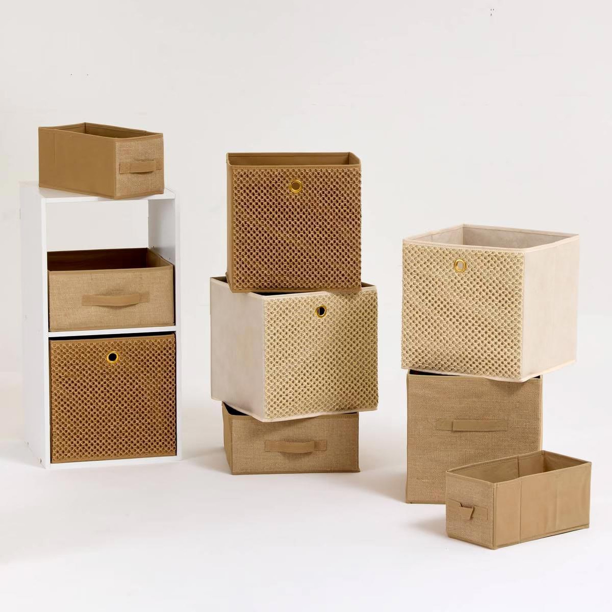 Voir la diapositive 3 : FIVE Boîte de rangement pliable  grass  31x31cm camel